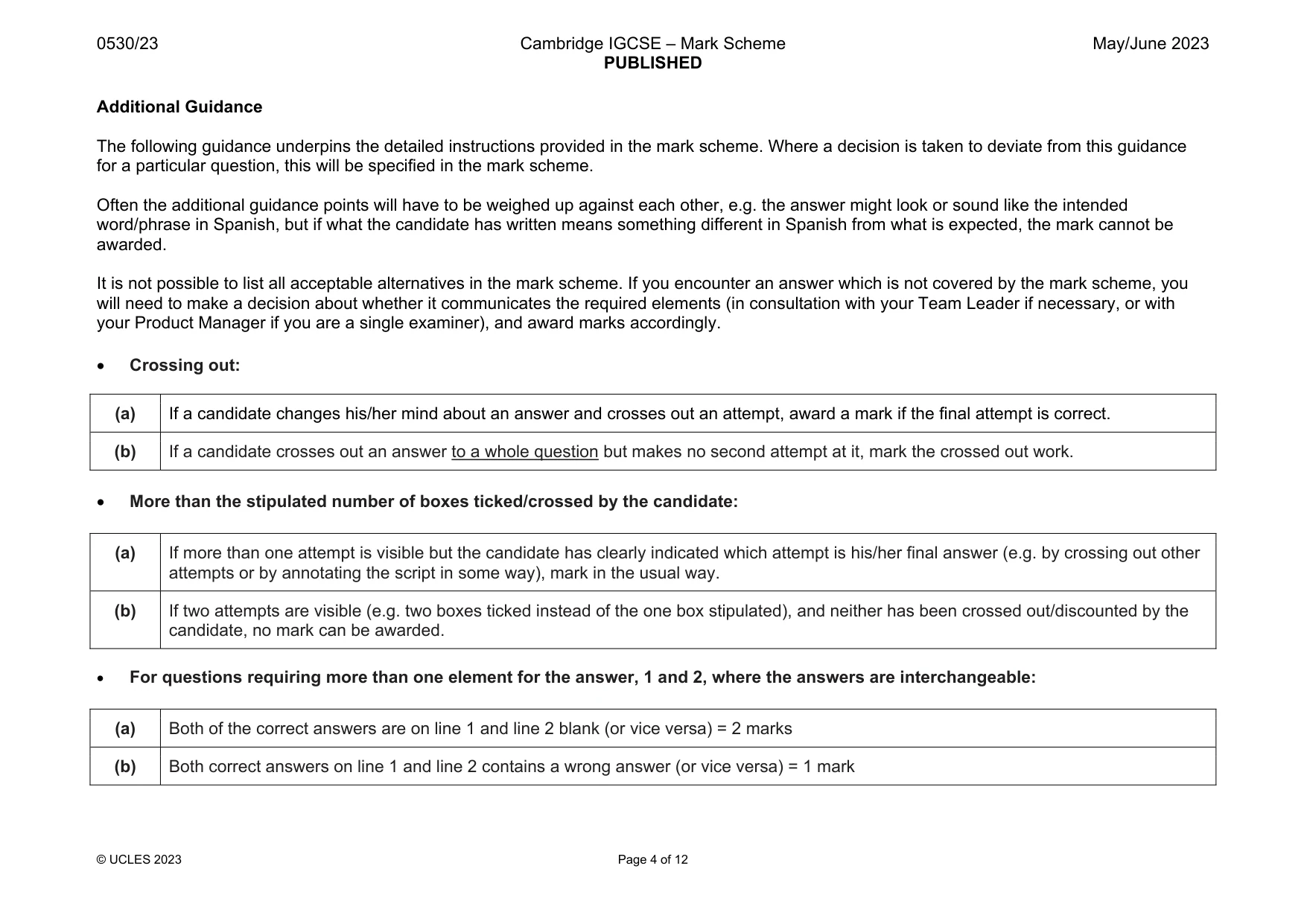 Mark scheme, page 4 of 12