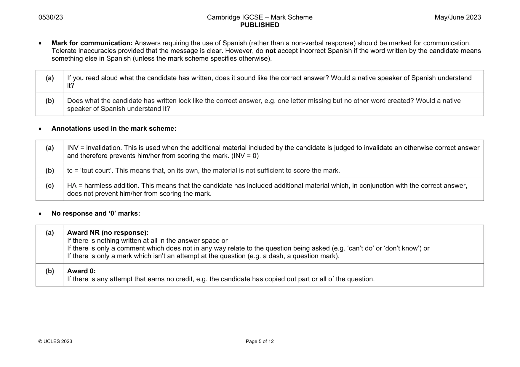 Mark scheme, page 5 of 12