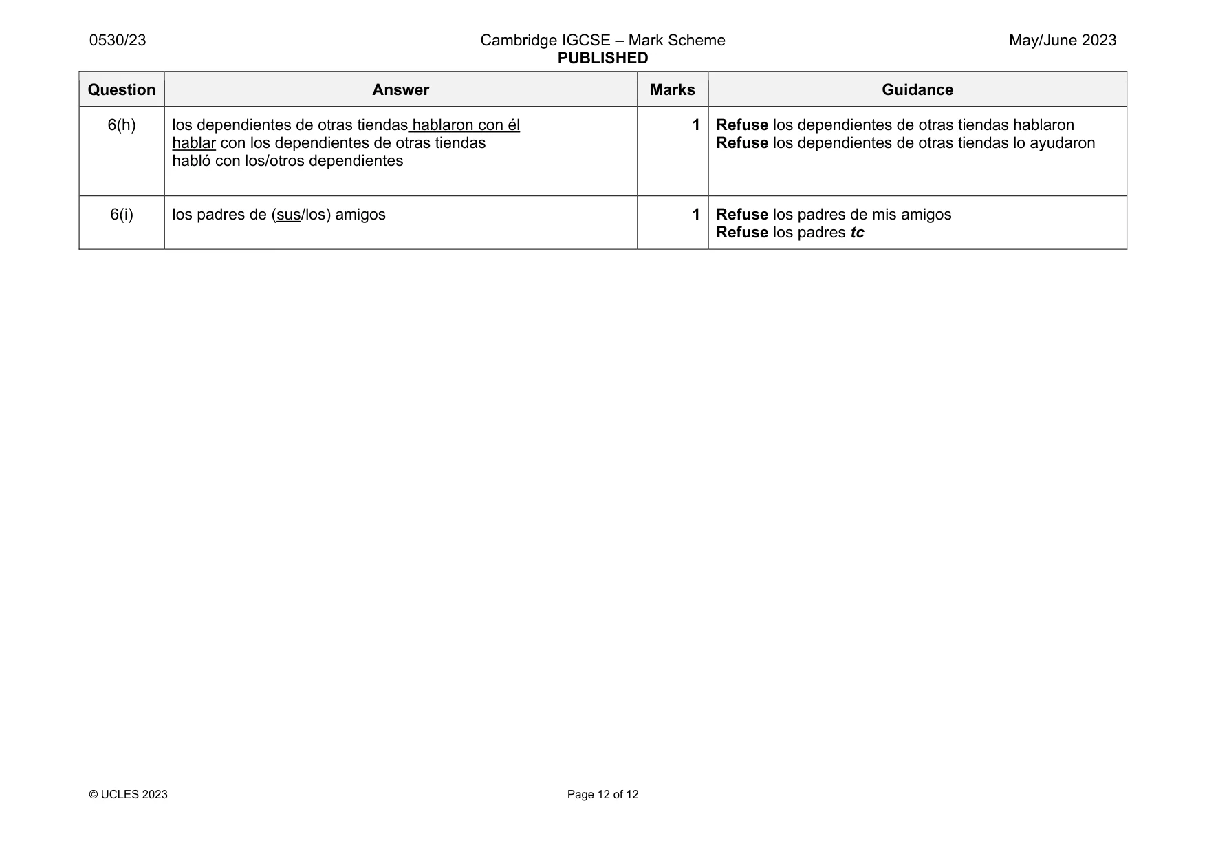 Mark scheme, page 12 of 12