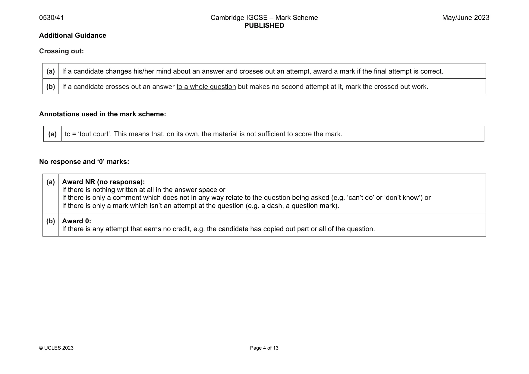Mark scheme, page 4 of 13