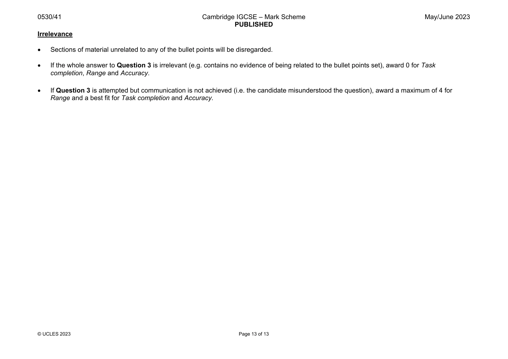 Mark scheme, page 13 of 13