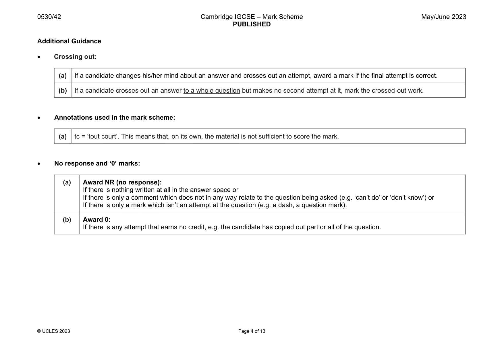 Mark scheme, page 4 of 13