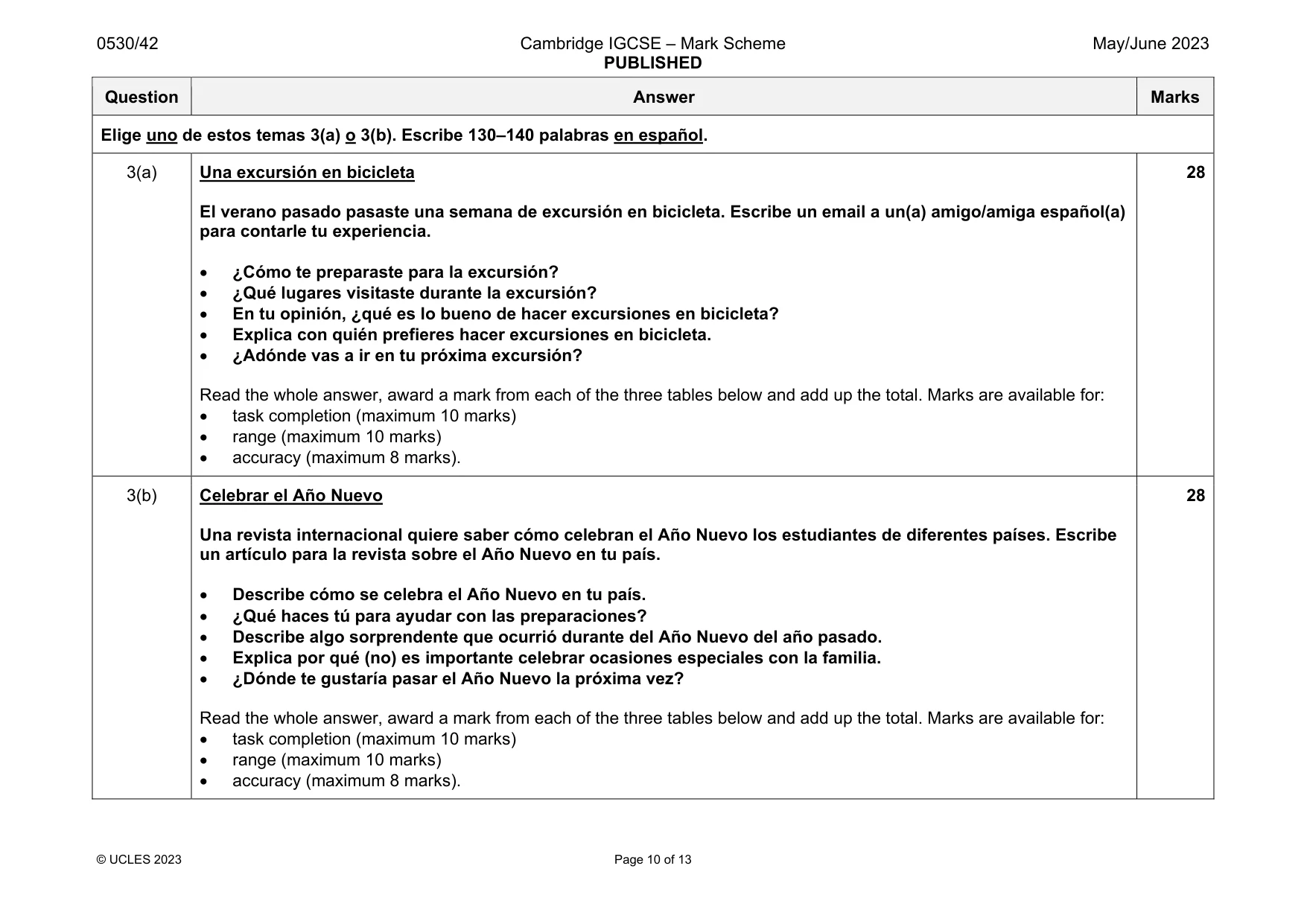 Mark scheme, page 10 of 13