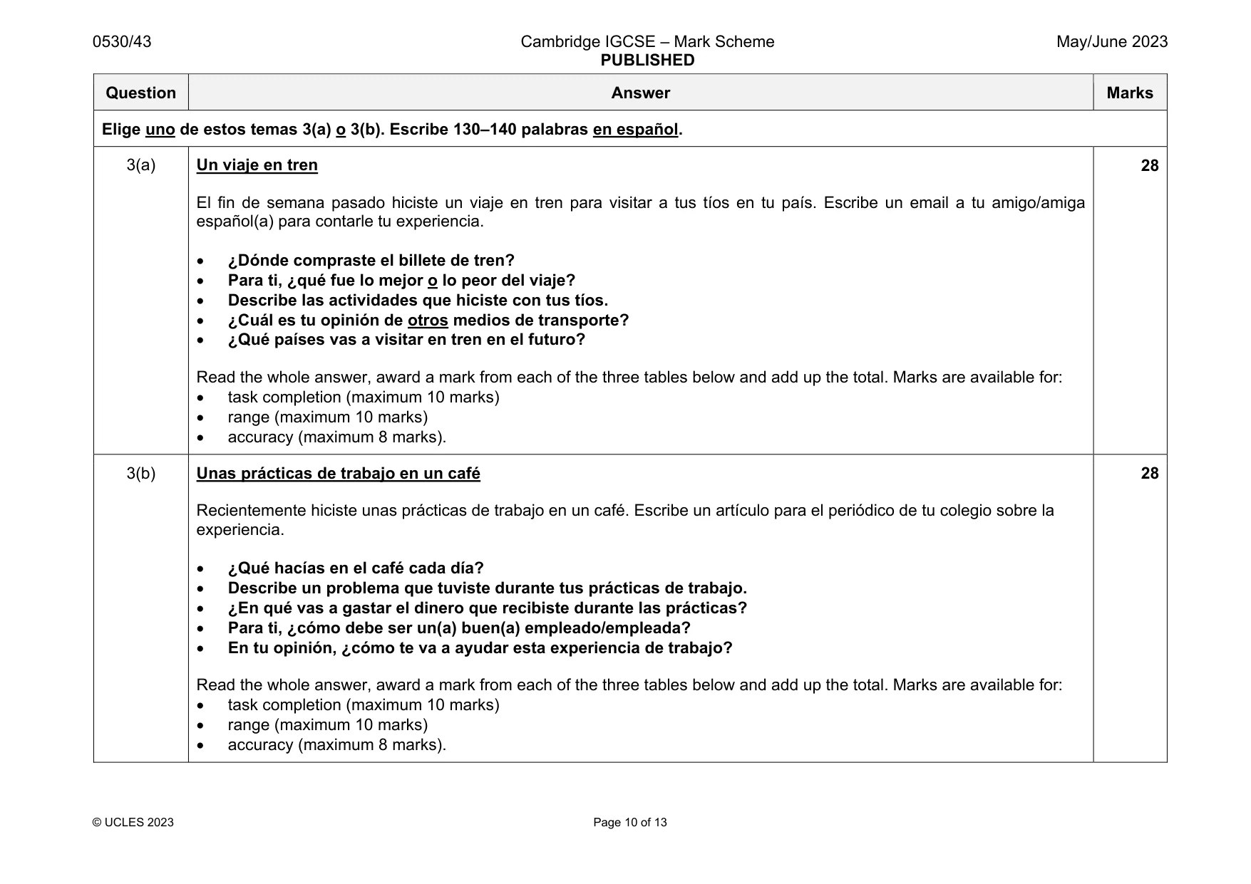 Mark scheme, page 10 of 13