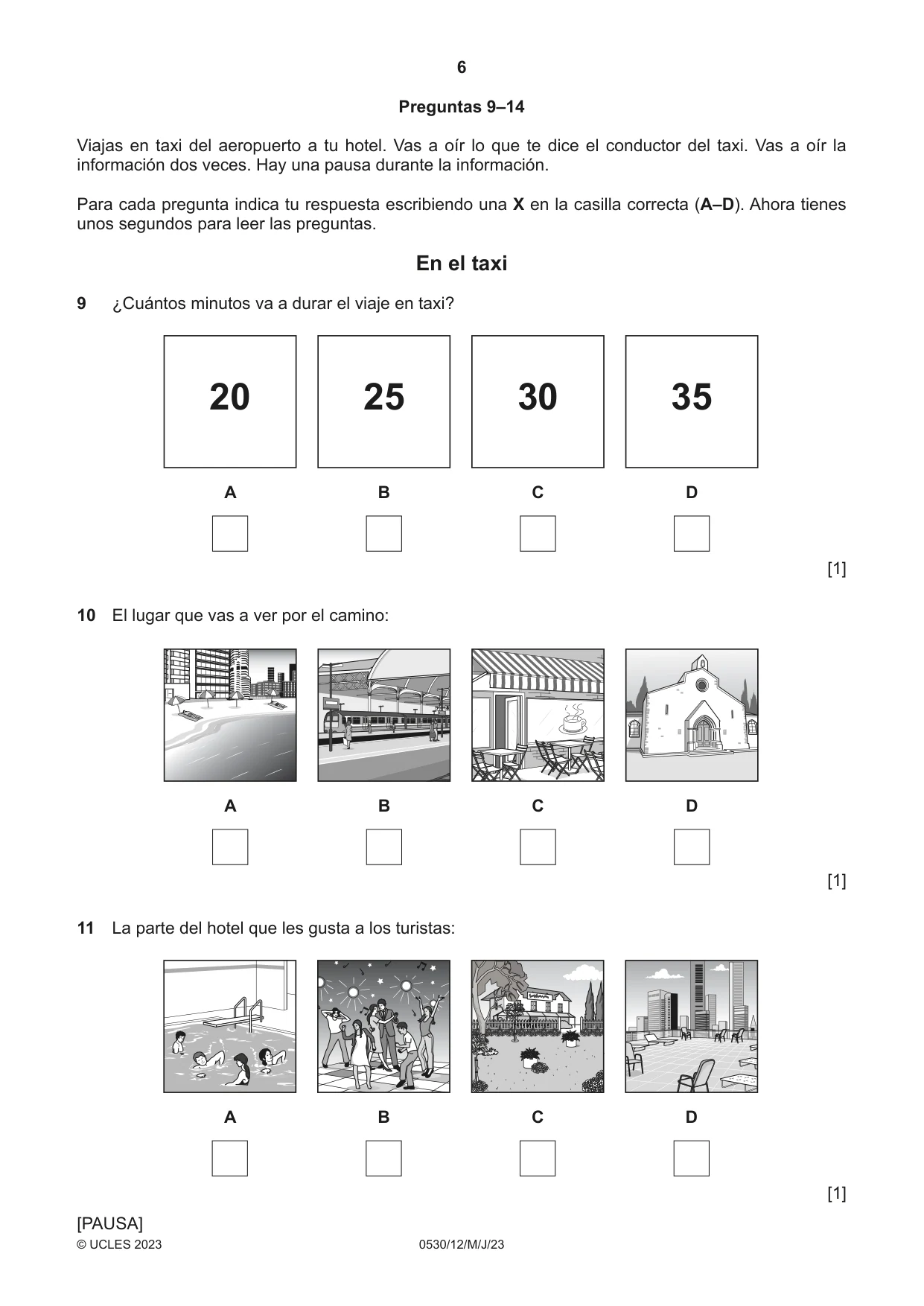 Cambridge IGCSE Spanish - Foreign Language 0530 2023 May/June Paper 1 · Variant 2 question paper, page 6 of 16
