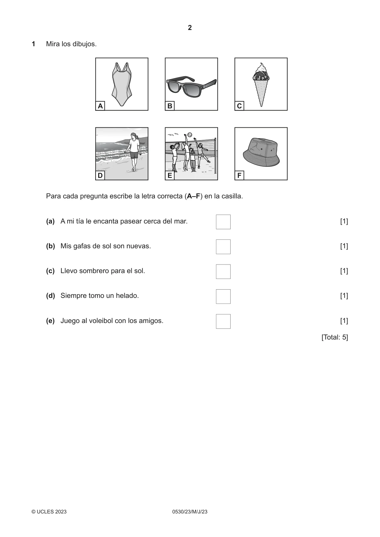 Cambridge IGCSE Spanish - Foreign Language 0530 2023 May/June Paper 2 · Variant 3 question paper, page 2 of 12