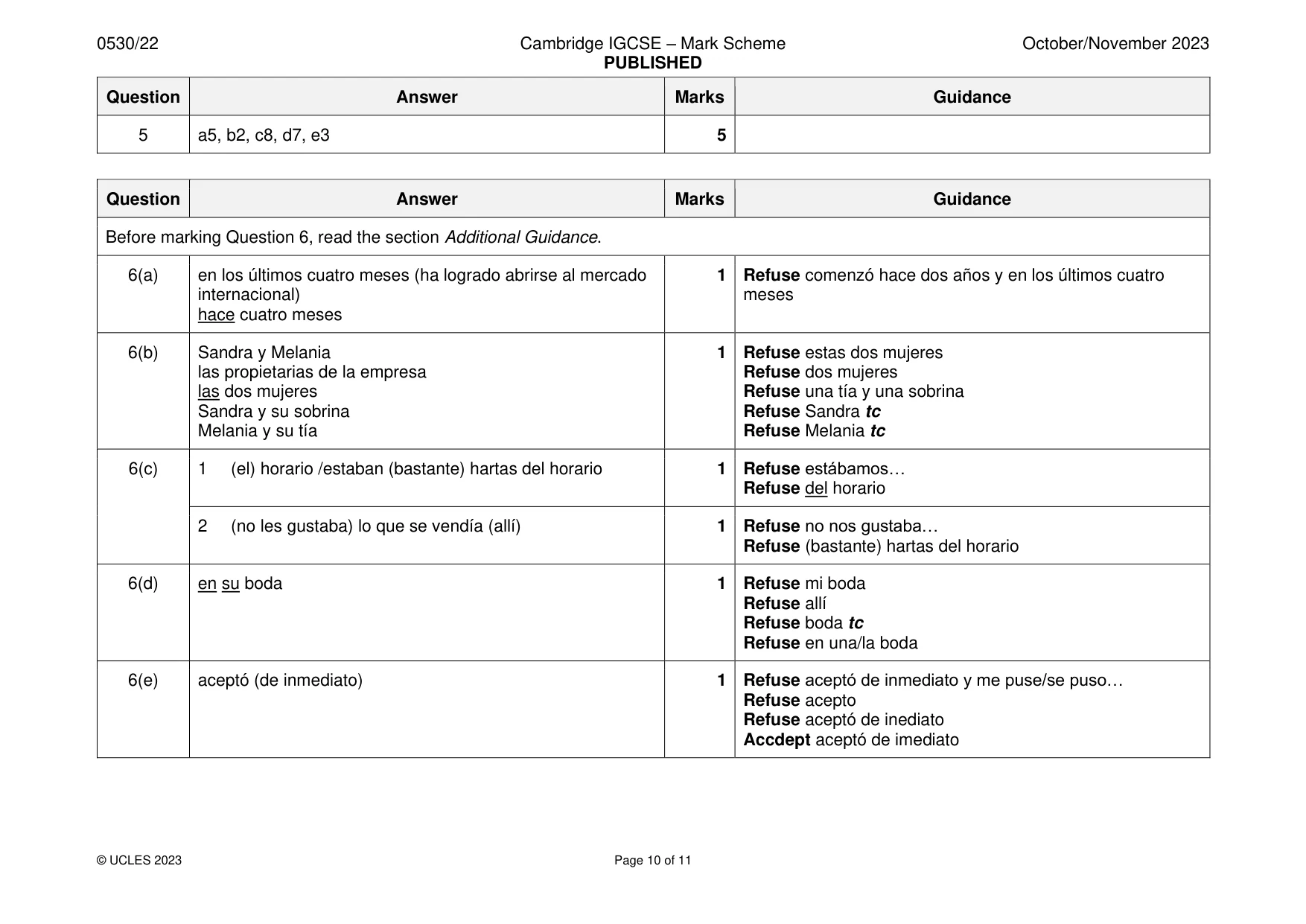 Mark scheme, page 10 of 11