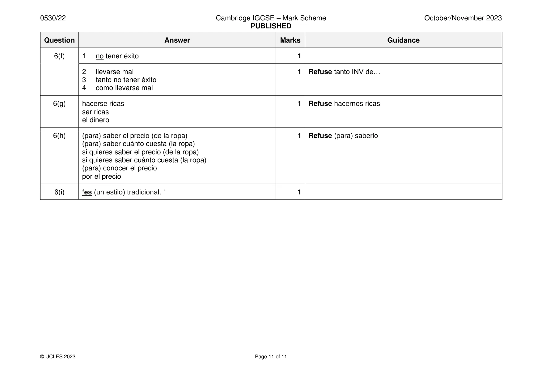 Mark scheme, page 11 of 11