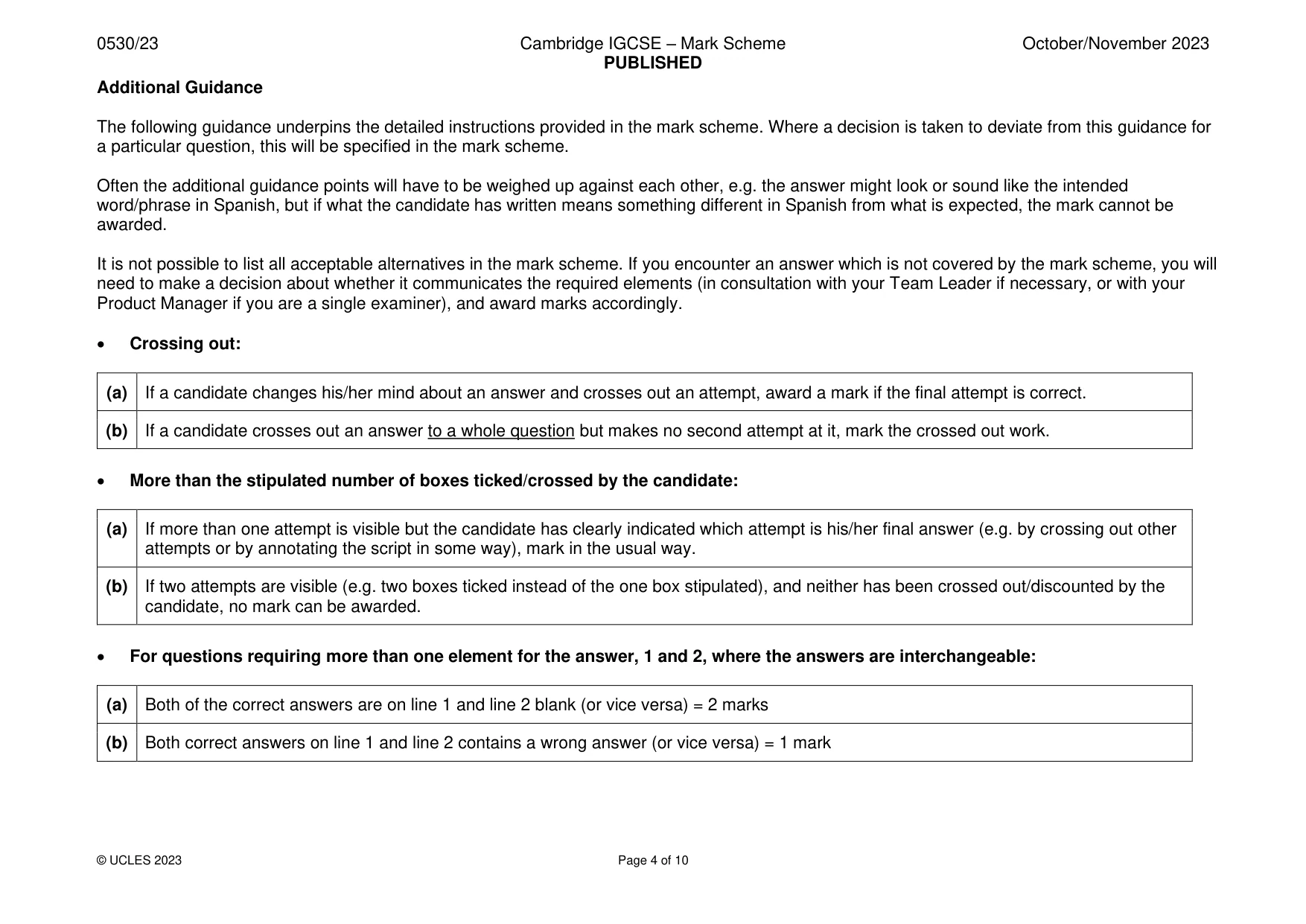 Mark scheme, page 4 of 10
