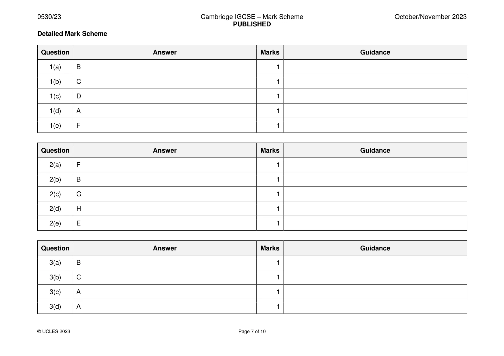 Mark scheme, page 7 of 10