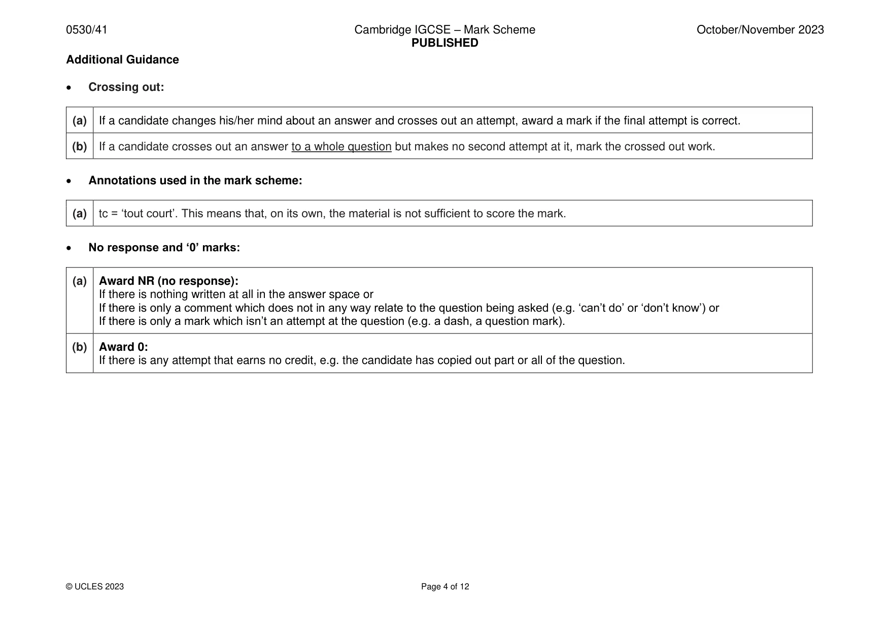 Mark scheme, page 4 of 12