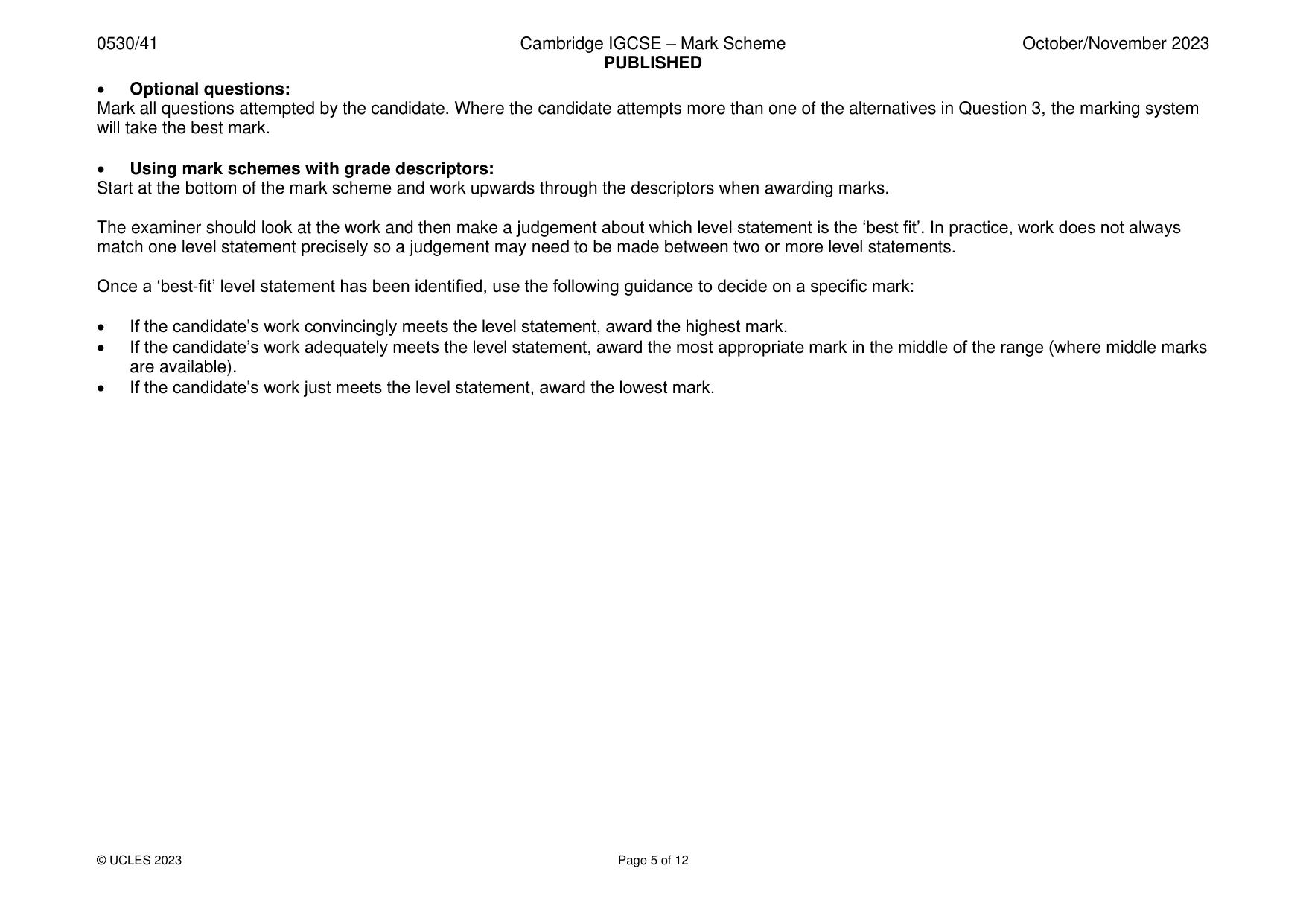 Mark scheme, page 5 of 12