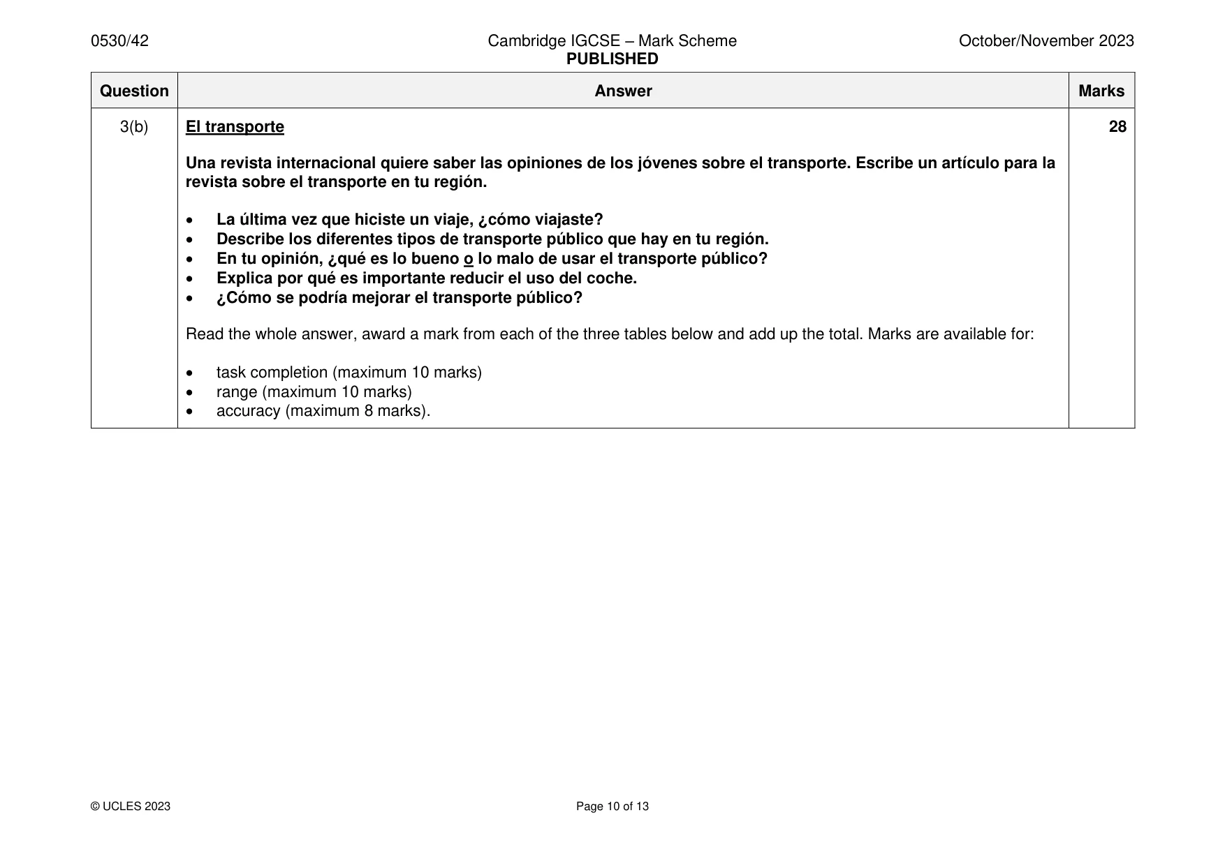 Mark scheme, page 10 of 13