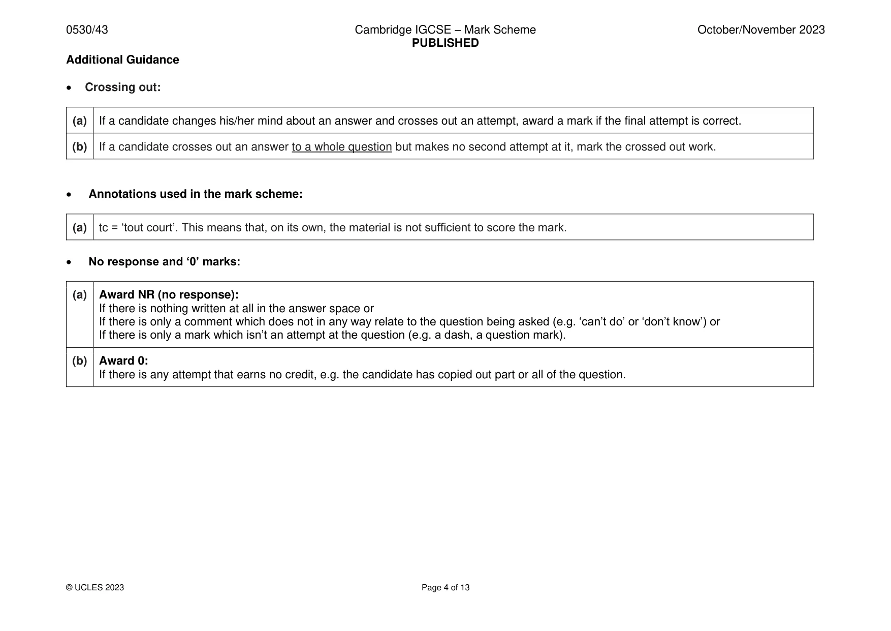 Mark scheme, page 4 of 13