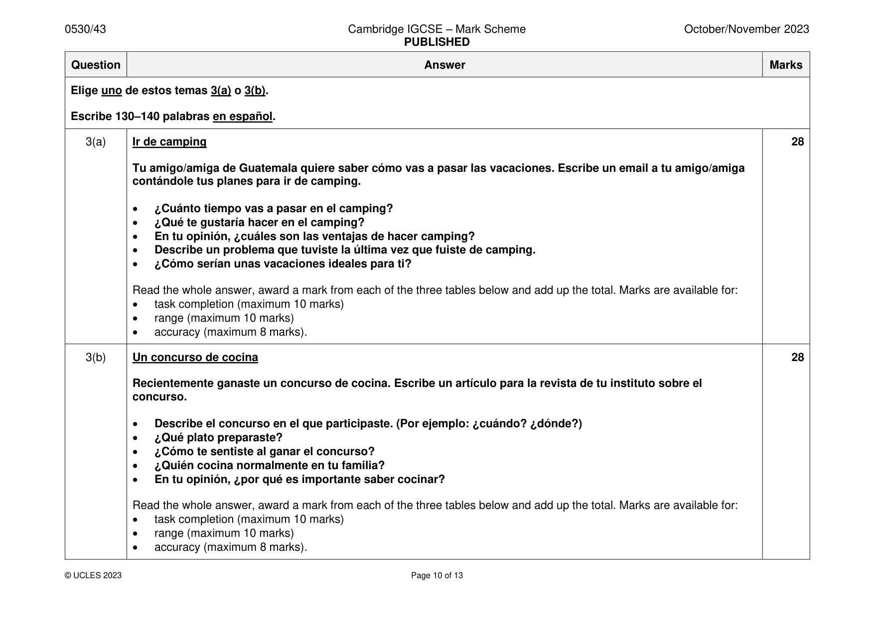 Mark scheme, page 10 of 13