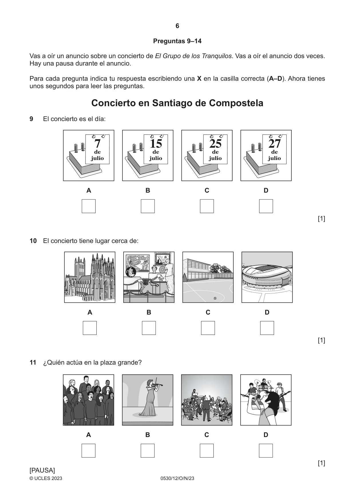 Cambridge IGCSE Spanish - Foreign Language 0530 2023 Oct/Nov Paper 1 · Variant 2 question paper, page 6 of 16