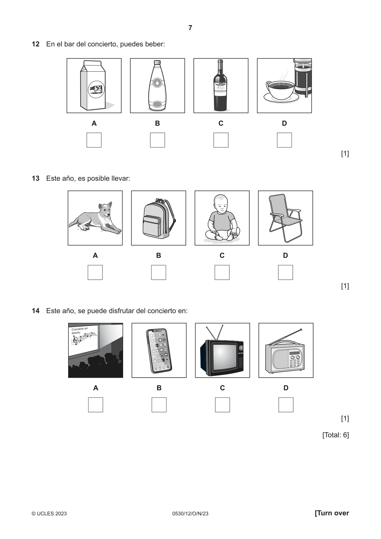 Cambridge IGCSE Spanish - Foreign Language 0530 2023 Oct/Nov Paper 1 · Variant 2 question paper, page 7 of 16