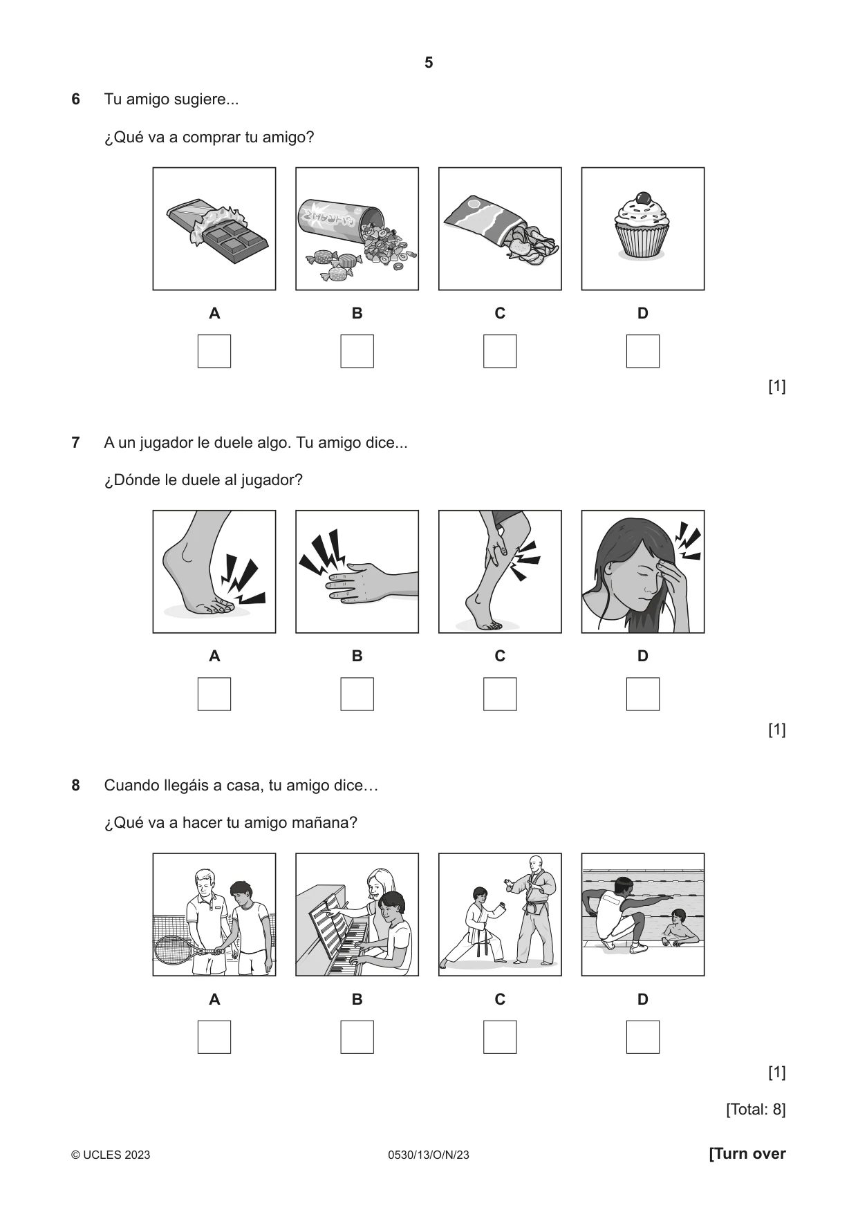 Cambridge IGCSE Spanish - Foreign Language 0530 2023 Oct/Nov Paper 1 · Variant 3 question paper, page 5 of 16