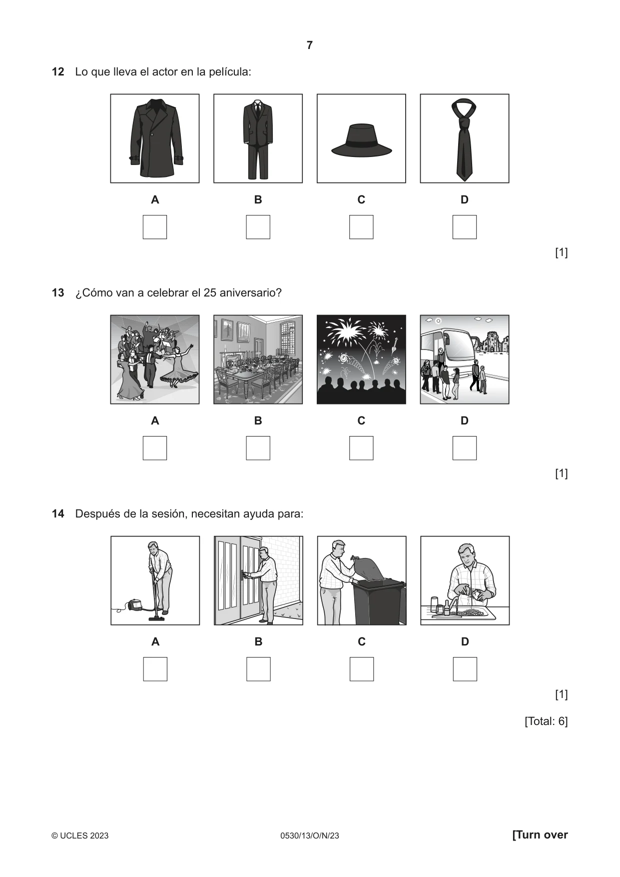 Cambridge IGCSE Spanish - Foreign Language 0530 2023 Oct/Nov Paper 1 · Variant 3 question paper, page 7 of 16