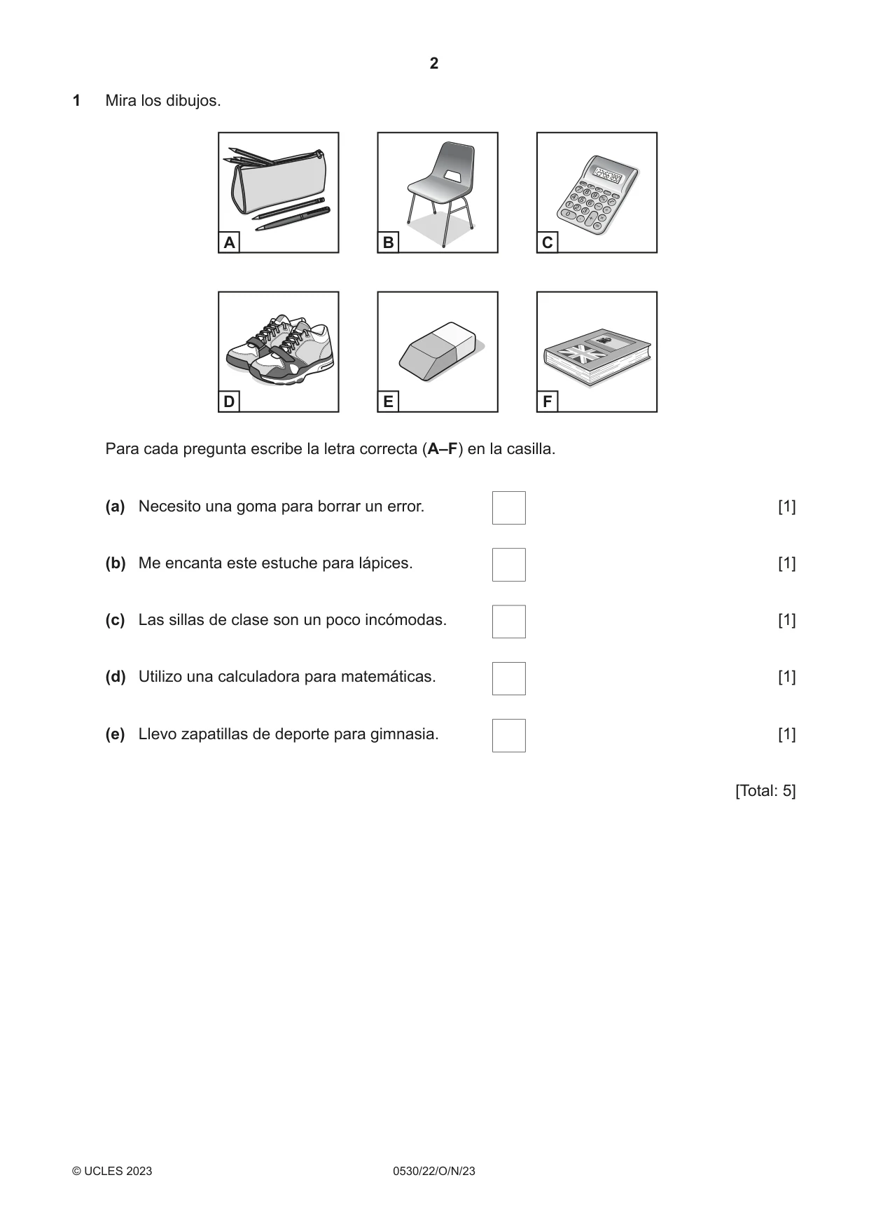 Cambridge IGCSE Spanish - Foreign Language 0530 2023 Oct/Nov Paper 2 · Variant 2 question paper, page 2 of 12
