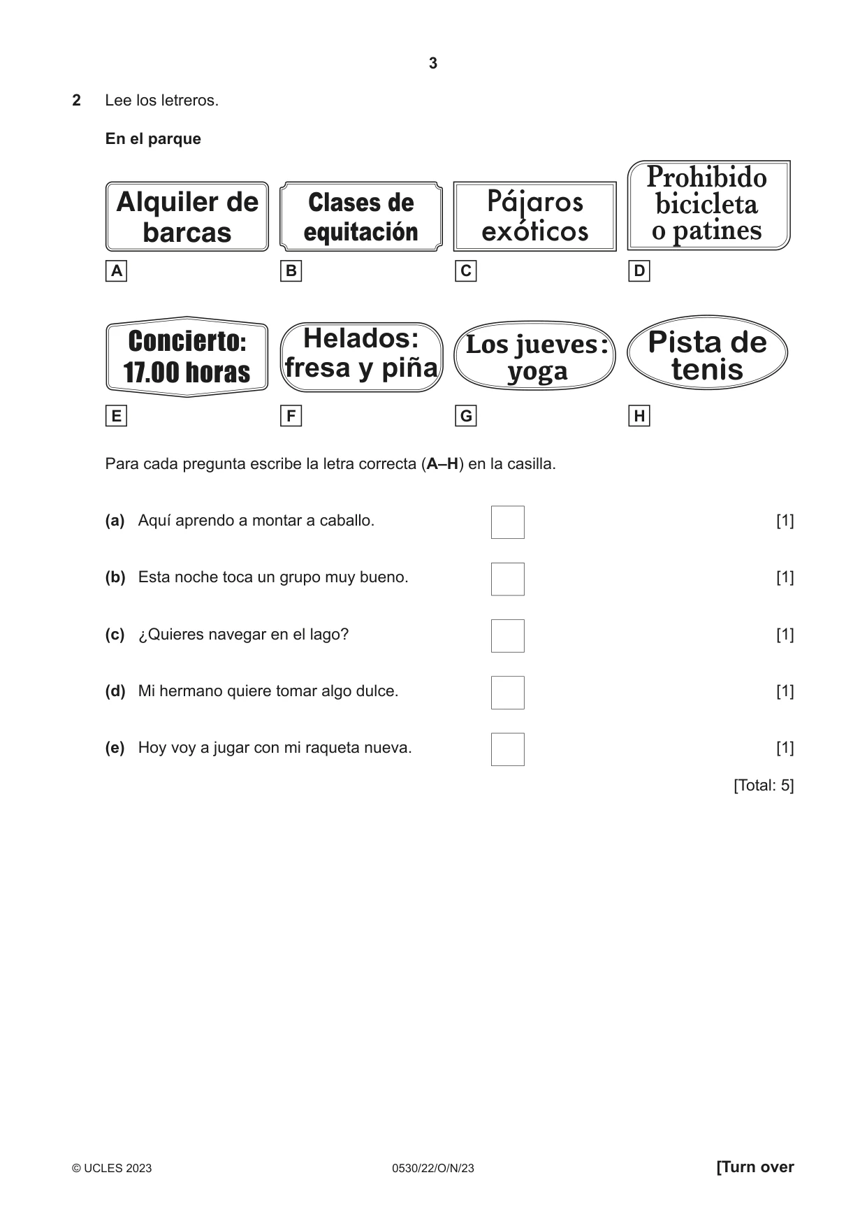 Cambridge IGCSE Spanish - Foreign Language 0530 2023 Oct/Nov Paper 2 · Variant 2 question paper, page 3 of 12