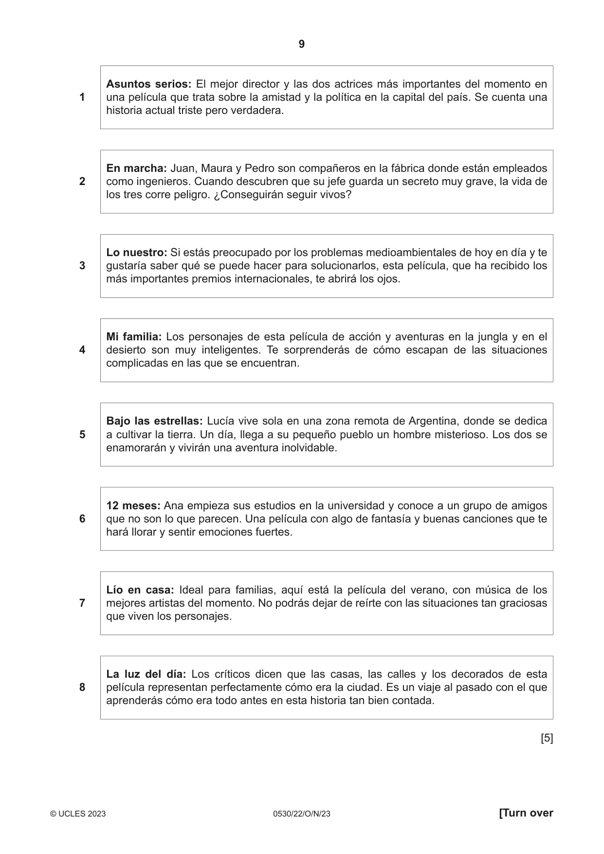 Cambridge IGCSE Spanish - Foreign Language 0530 2023 Oct/Nov Paper 2 · Variant 2 question paper, page 9 of 12