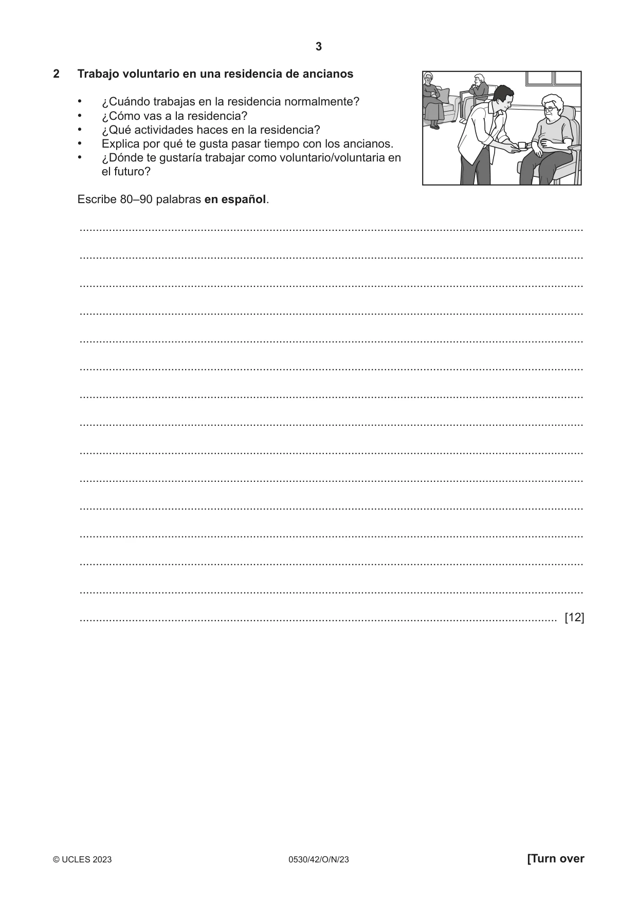 Cambridge IGCSE Spanish - Foreign Language 0530 2023 Oct/Nov Paper 4 · Variant 2 question paper, page 3 of 8