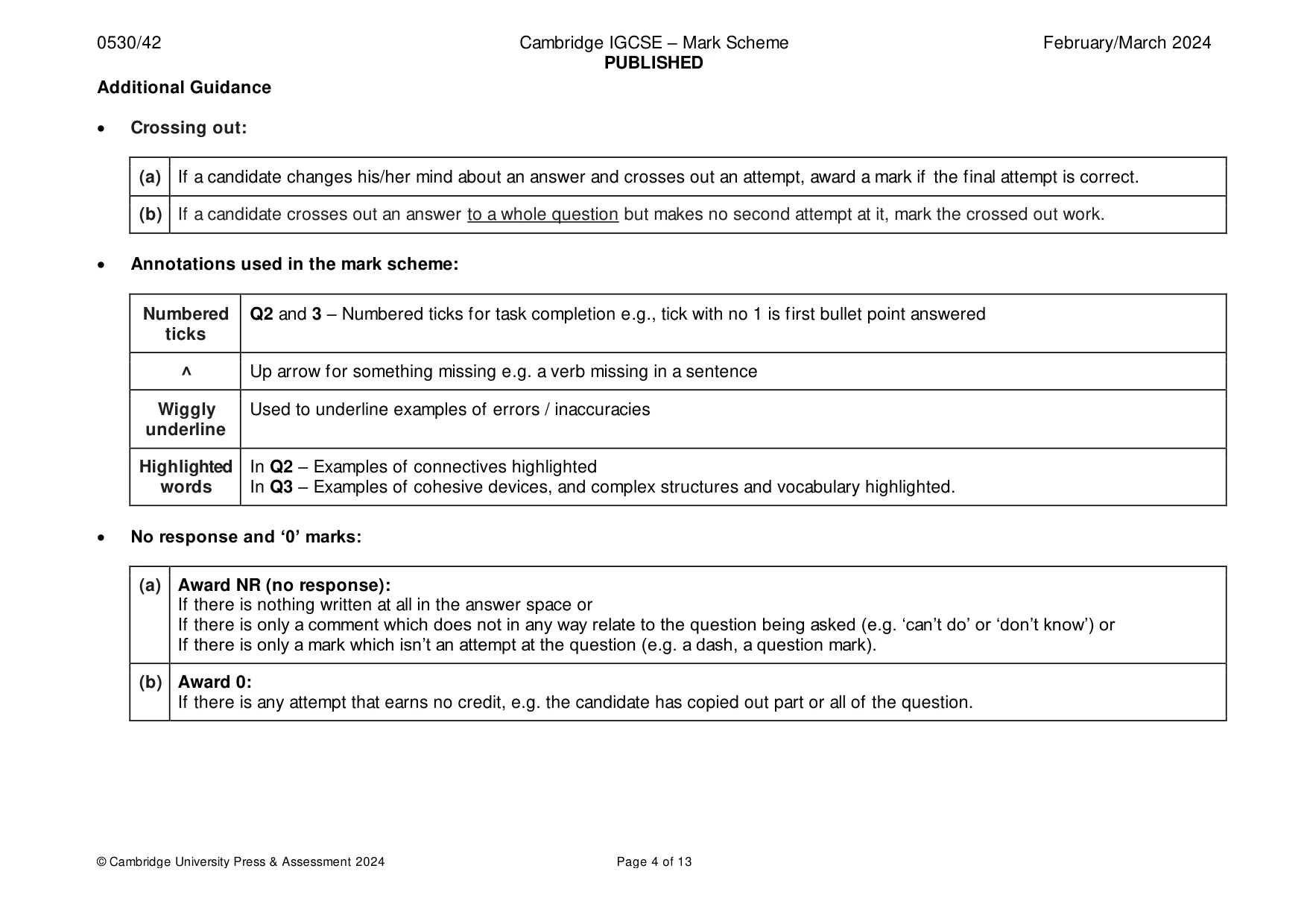 Mark scheme, page 4 of 13