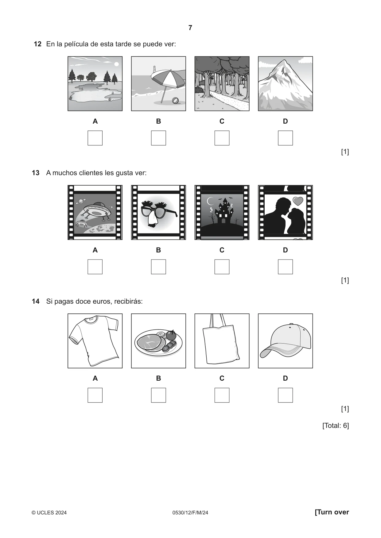 Cambridge IGCSE Spanish - Foreign Language 0530 2024 Feb/March Paper 1 · Variant 2 question paper, page 7 of 16
