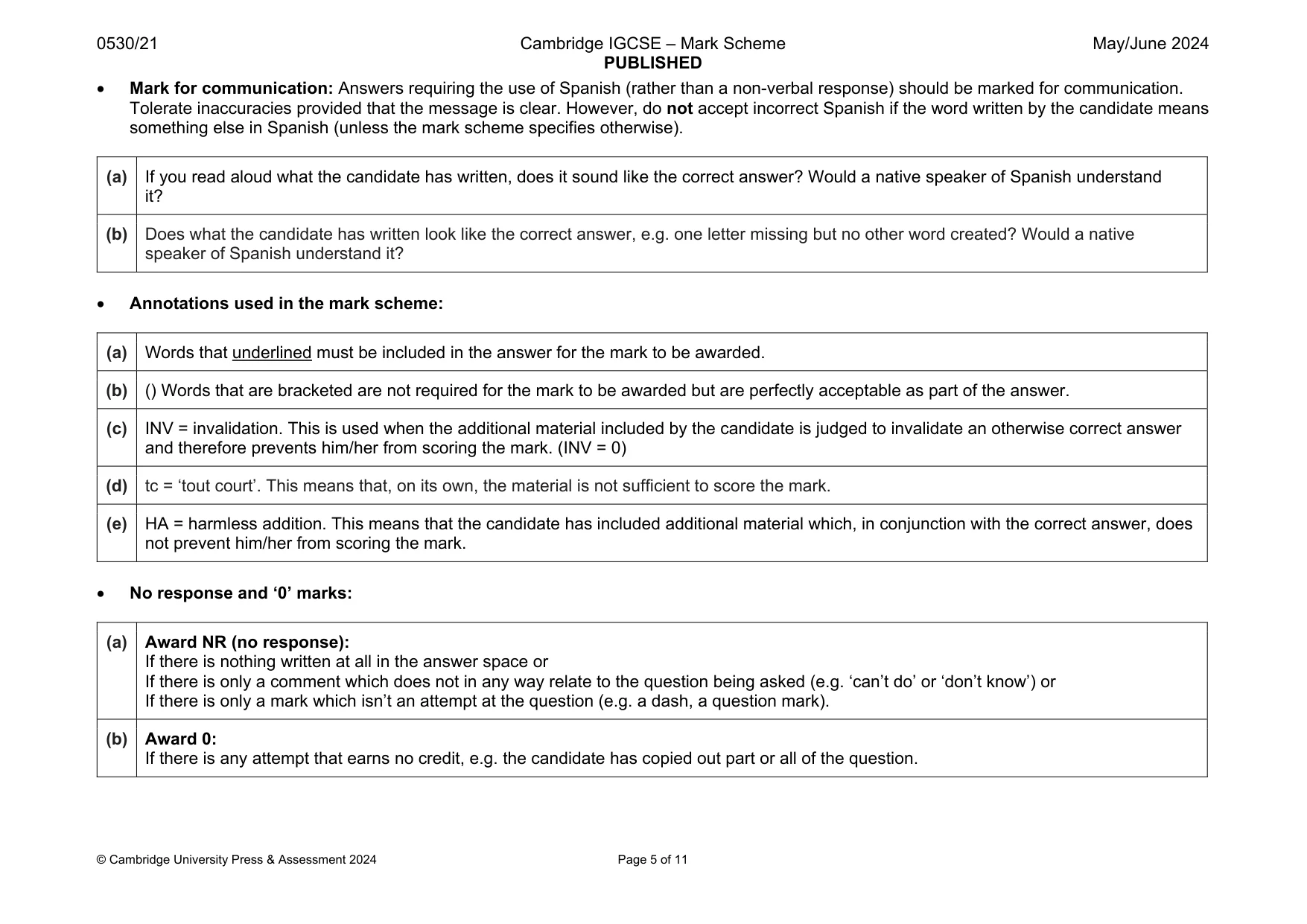 Mark scheme, page 5 of 11