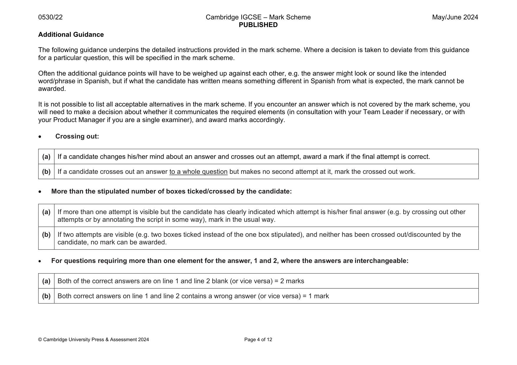 Mark scheme, page 4 of 12