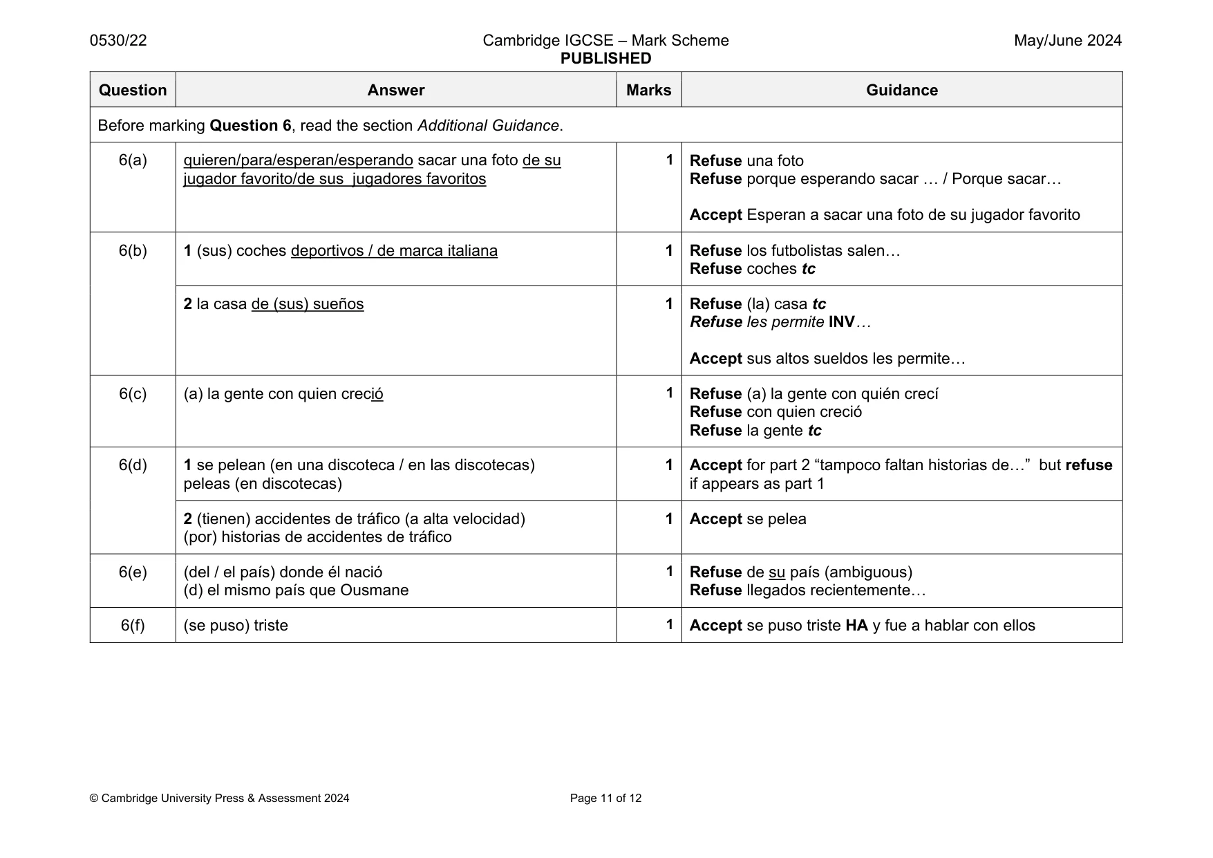 Mark scheme, page 11 of 12