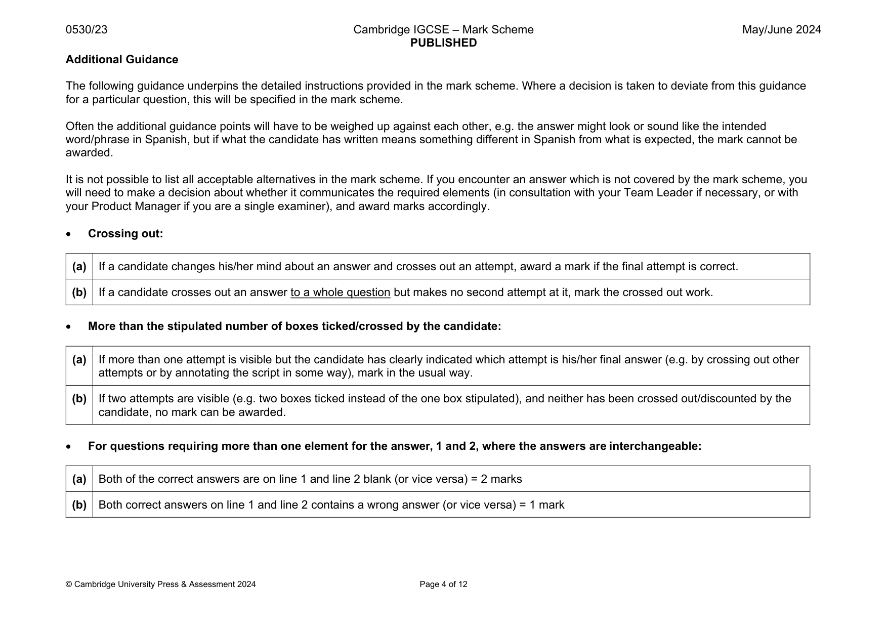 Mark scheme, page 4 of 12