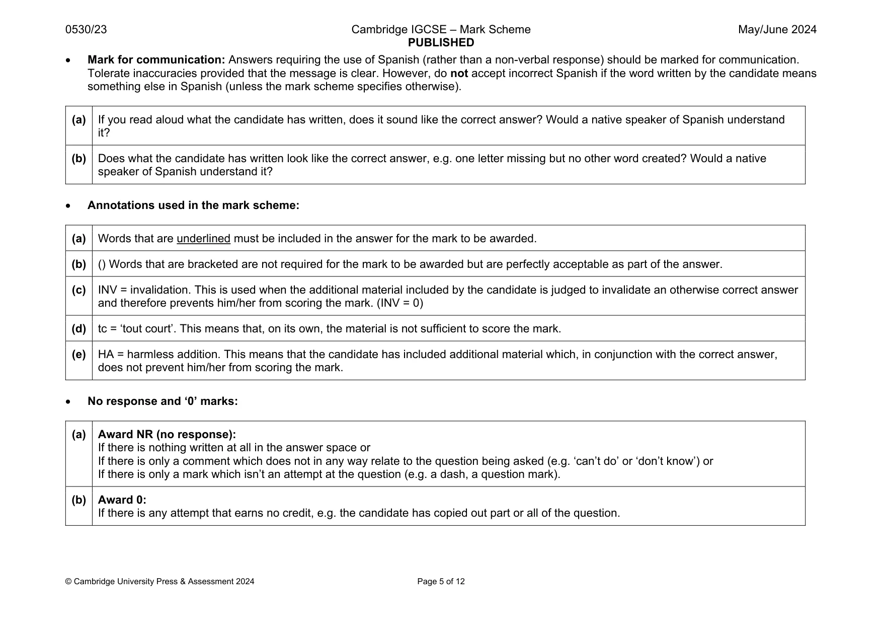 Mark scheme, page 5 of 12