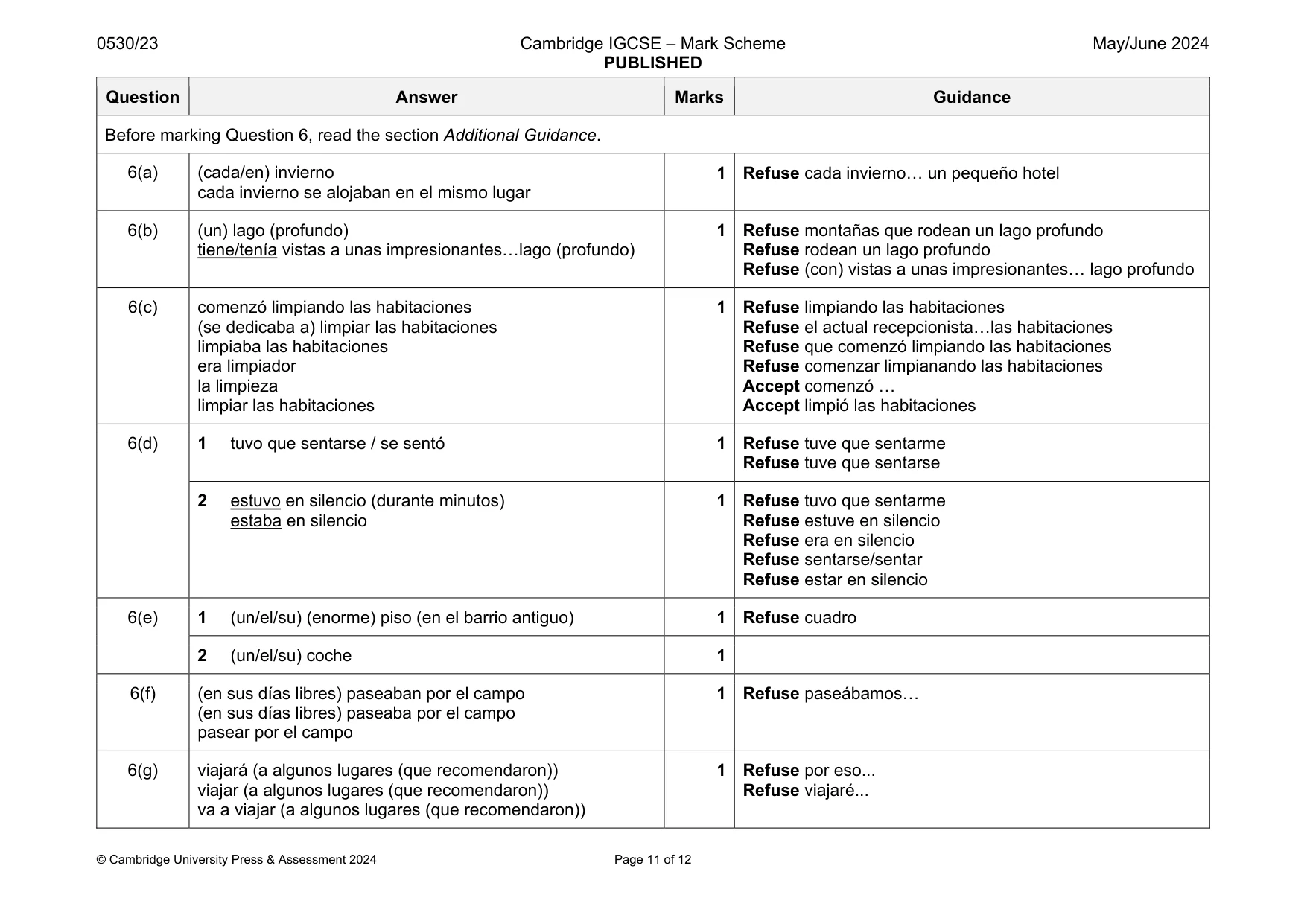 Mark scheme, page 11 of 12