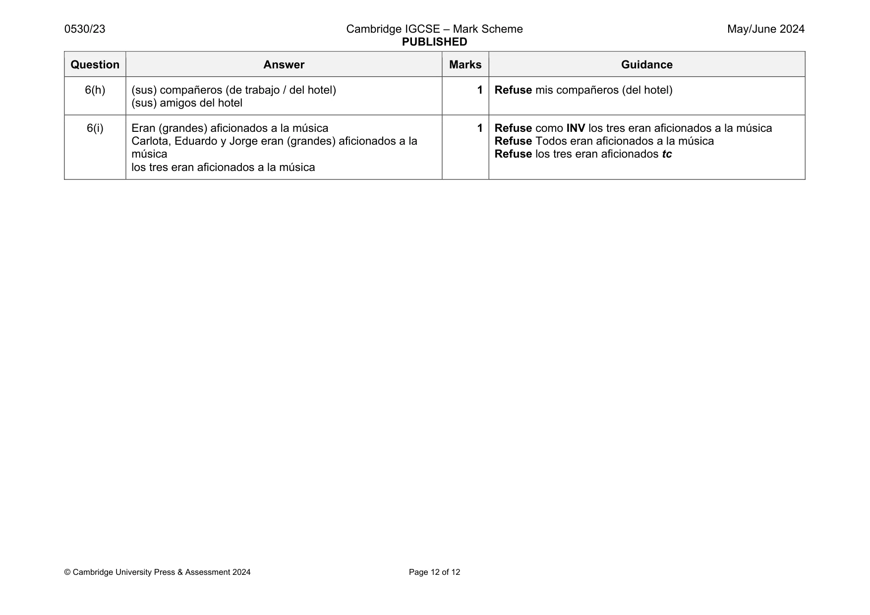 Mark scheme, page 12 of 12