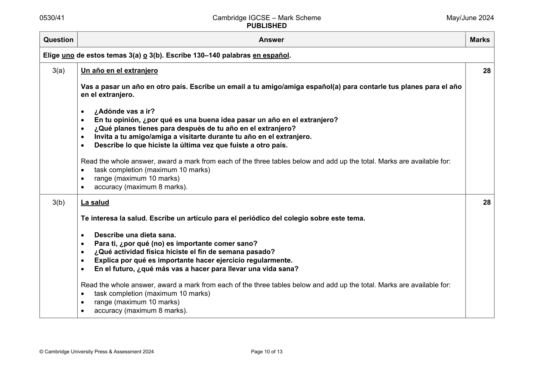 Mark scheme, page 10 of 13