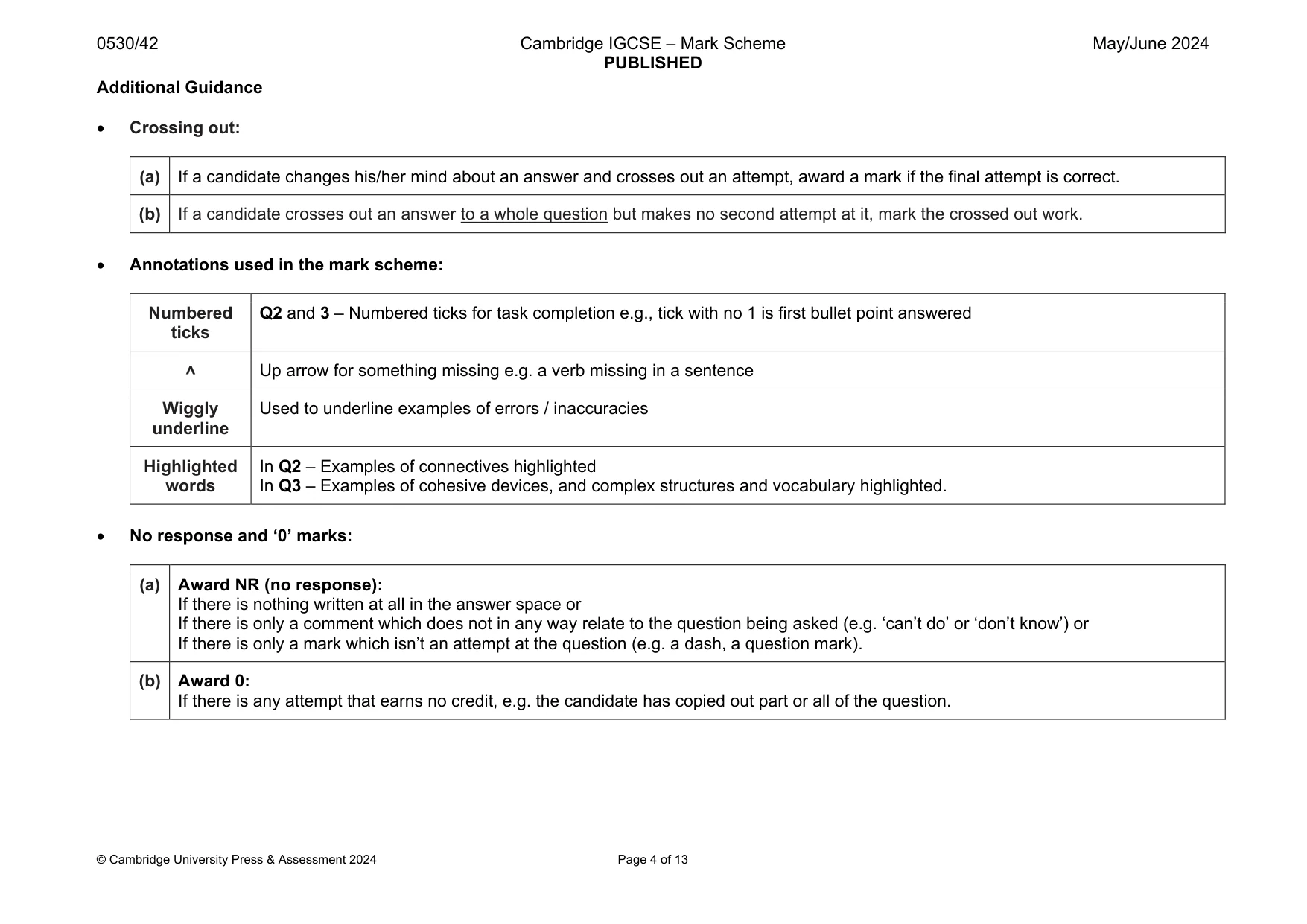Mark scheme, page 4 of 13