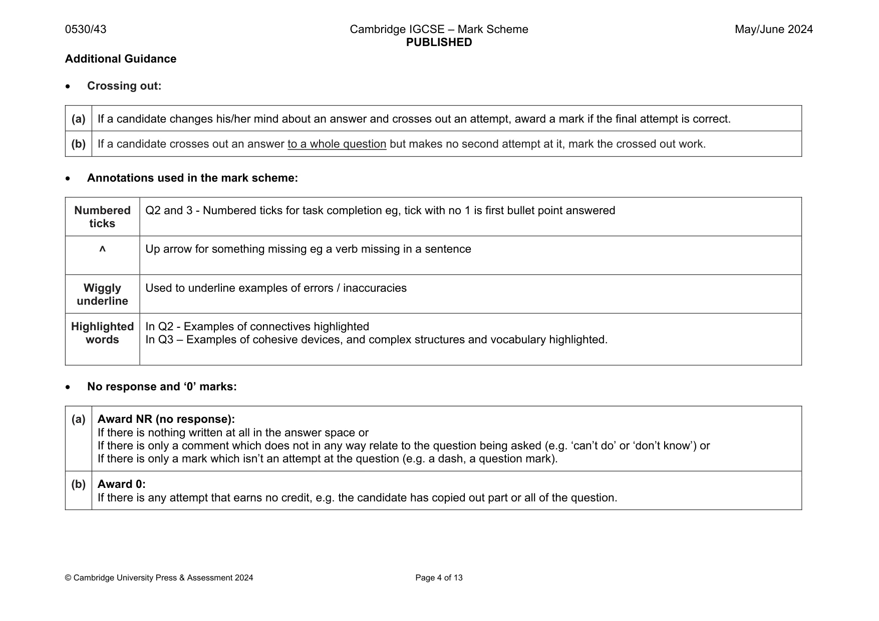 Mark scheme, page 4 of 13