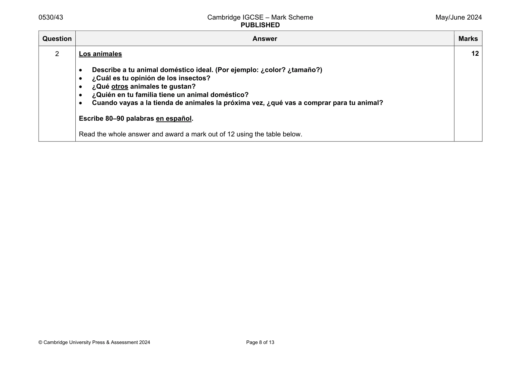 Mark scheme, page 8 of 13