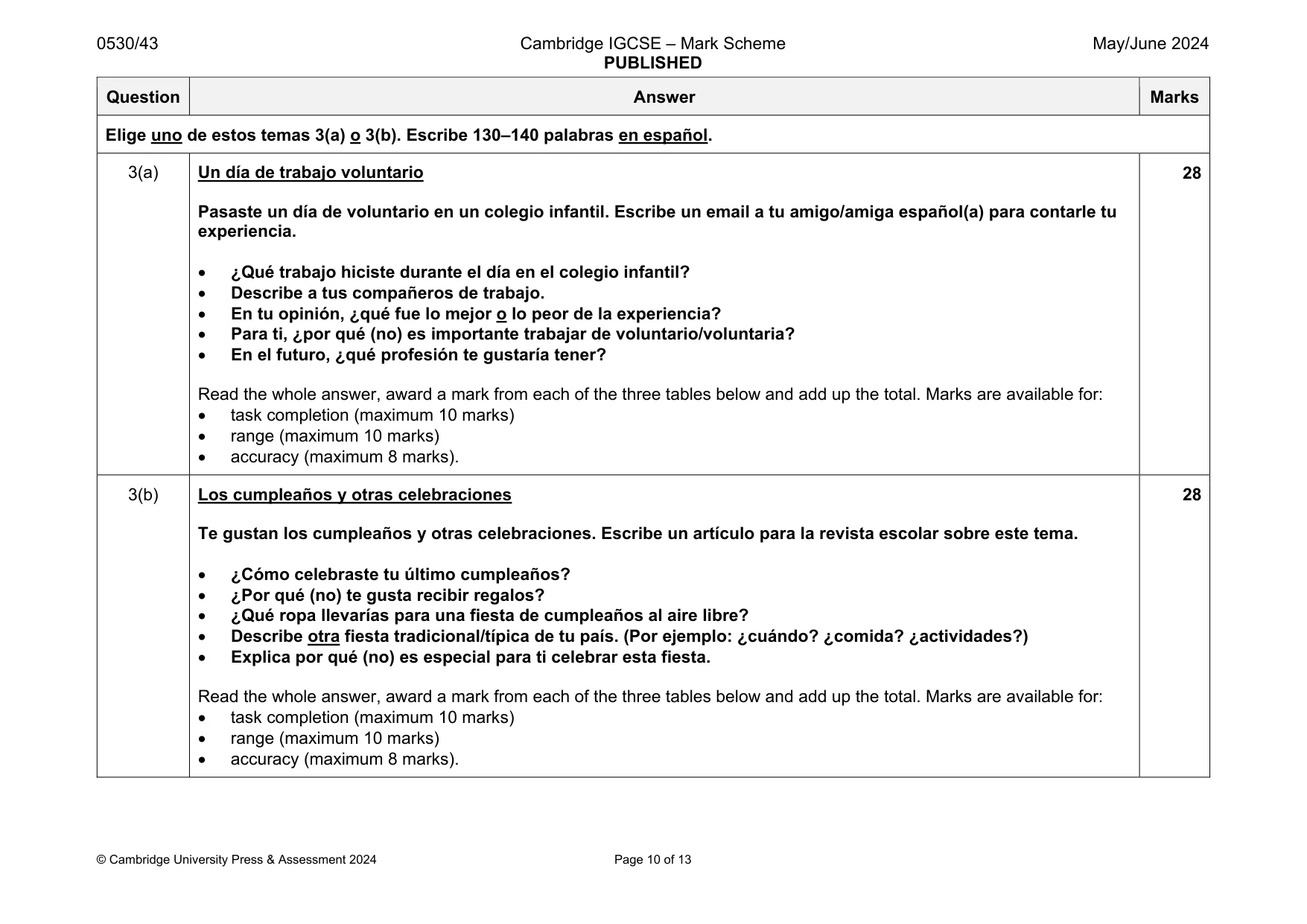 Mark scheme, page 10 of 13