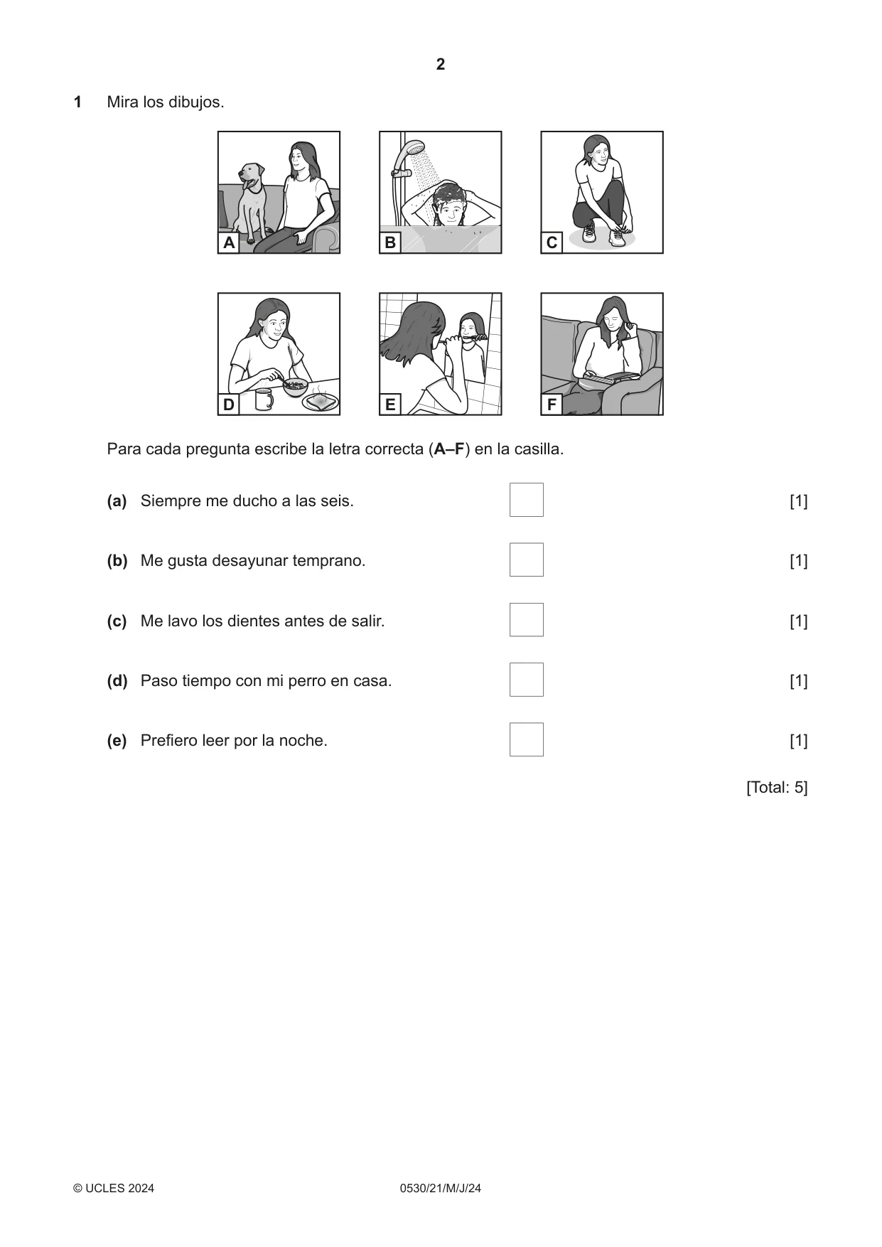 Cambridge IGCSE Spanish - Foreign Language 0530 2024 May/June Paper 2 · Variant 1 question paper, page 2 of 12