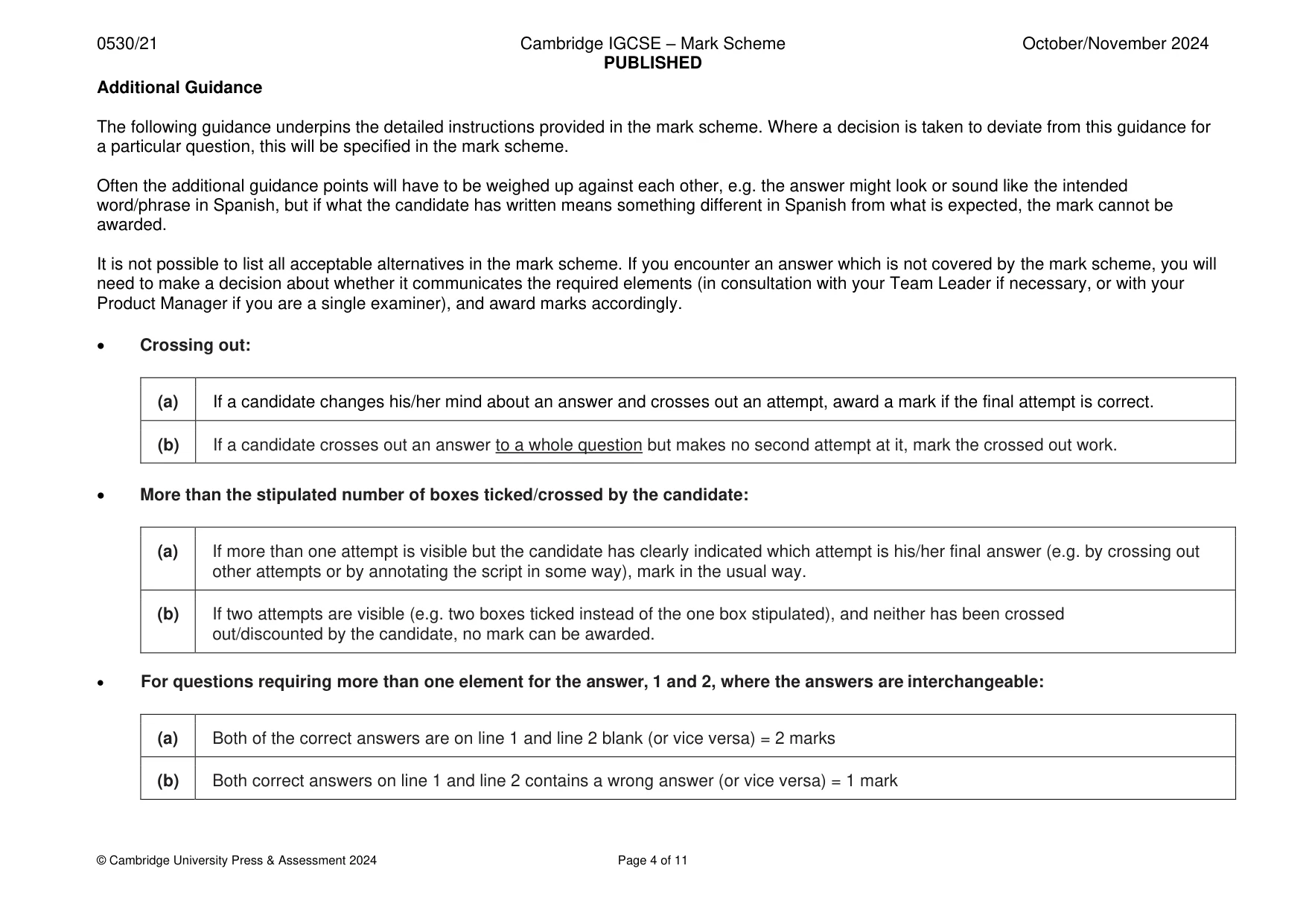 Mark scheme, page 4 of 11