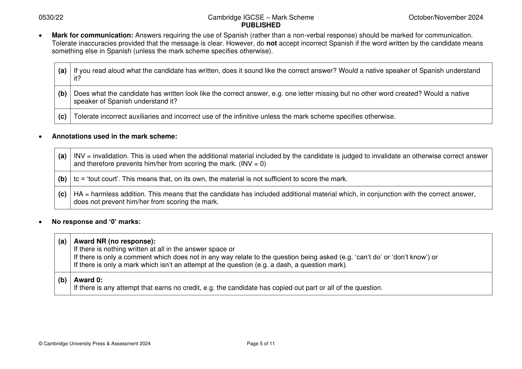 Mark scheme, page 5 of 11