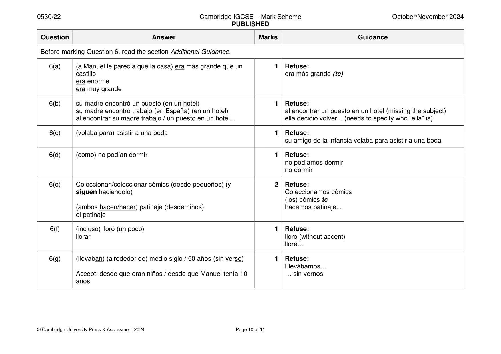 Mark scheme, page 10 of 11