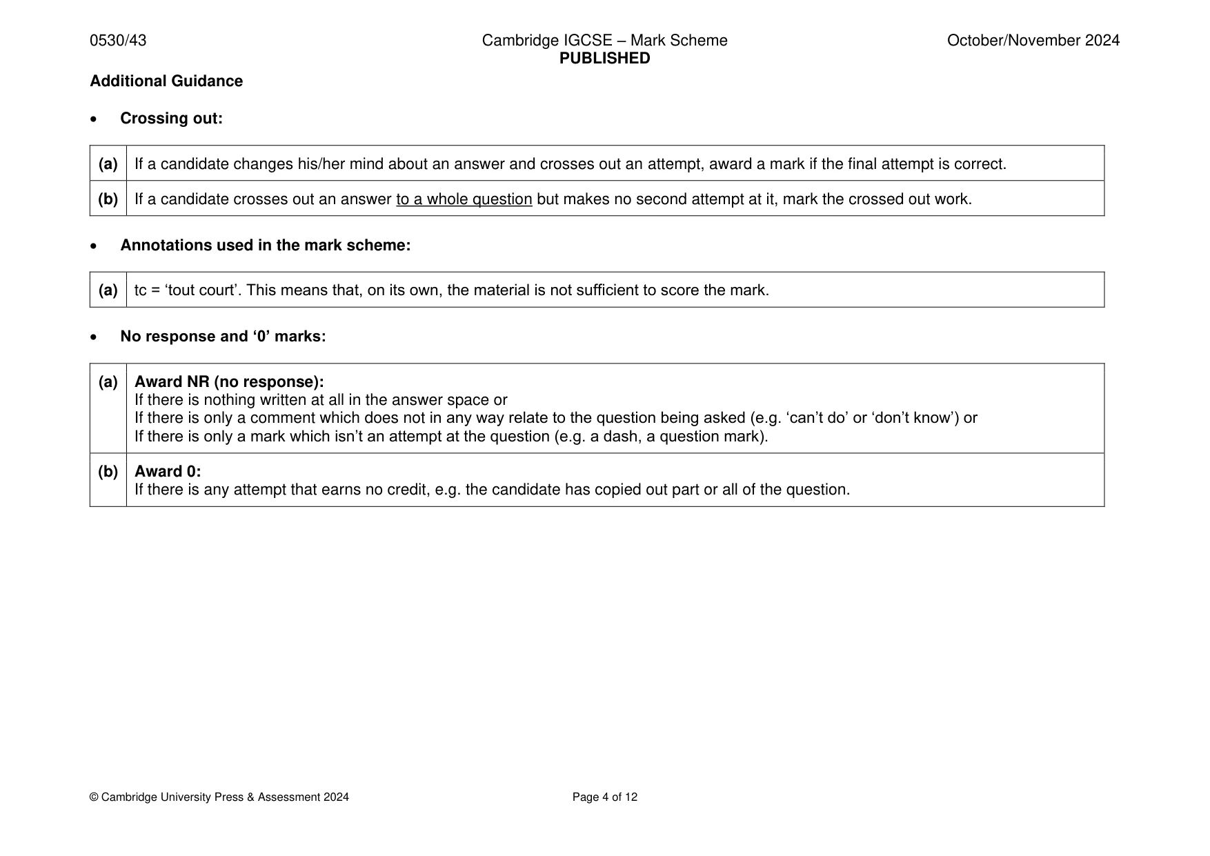 Mark scheme, page 4 of 12