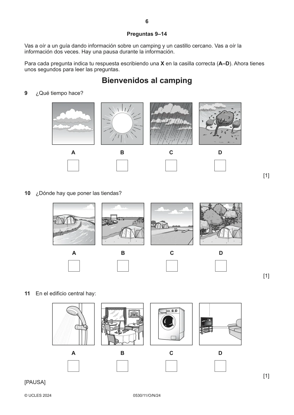 Cambridge IGCSE Spanish - Foreign Language 0530 2024 Oct/Nov Paper 1 · Variant 1 question paper, page 6 of 16