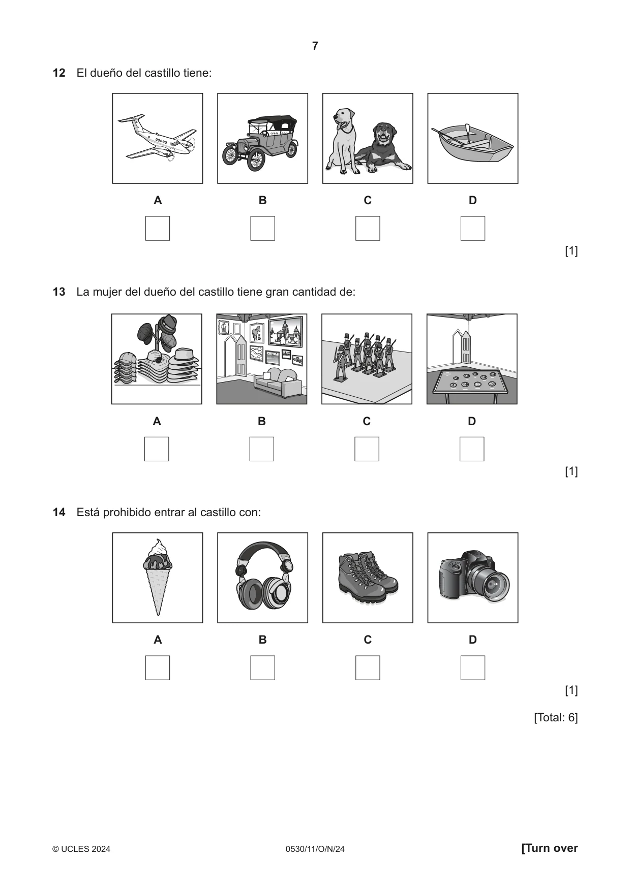 Cambridge IGCSE Spanish - Foreign Language 0530 2024 Oct/Nov Paper 1 · Variant 1 question paper, page 7 of 16