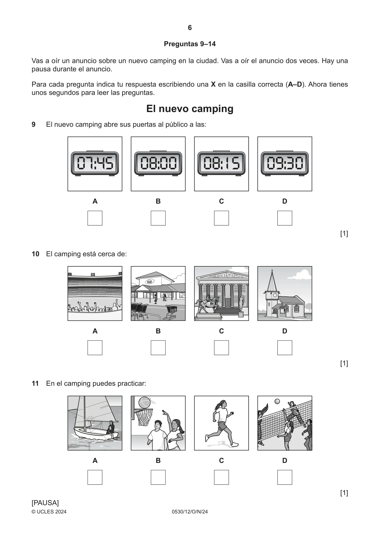 Cambridge IGCSE Spanish - Foreign Language 0530 2024 Oct/Nov Paper 1 · Variant 2 question paper, page 6 of 16