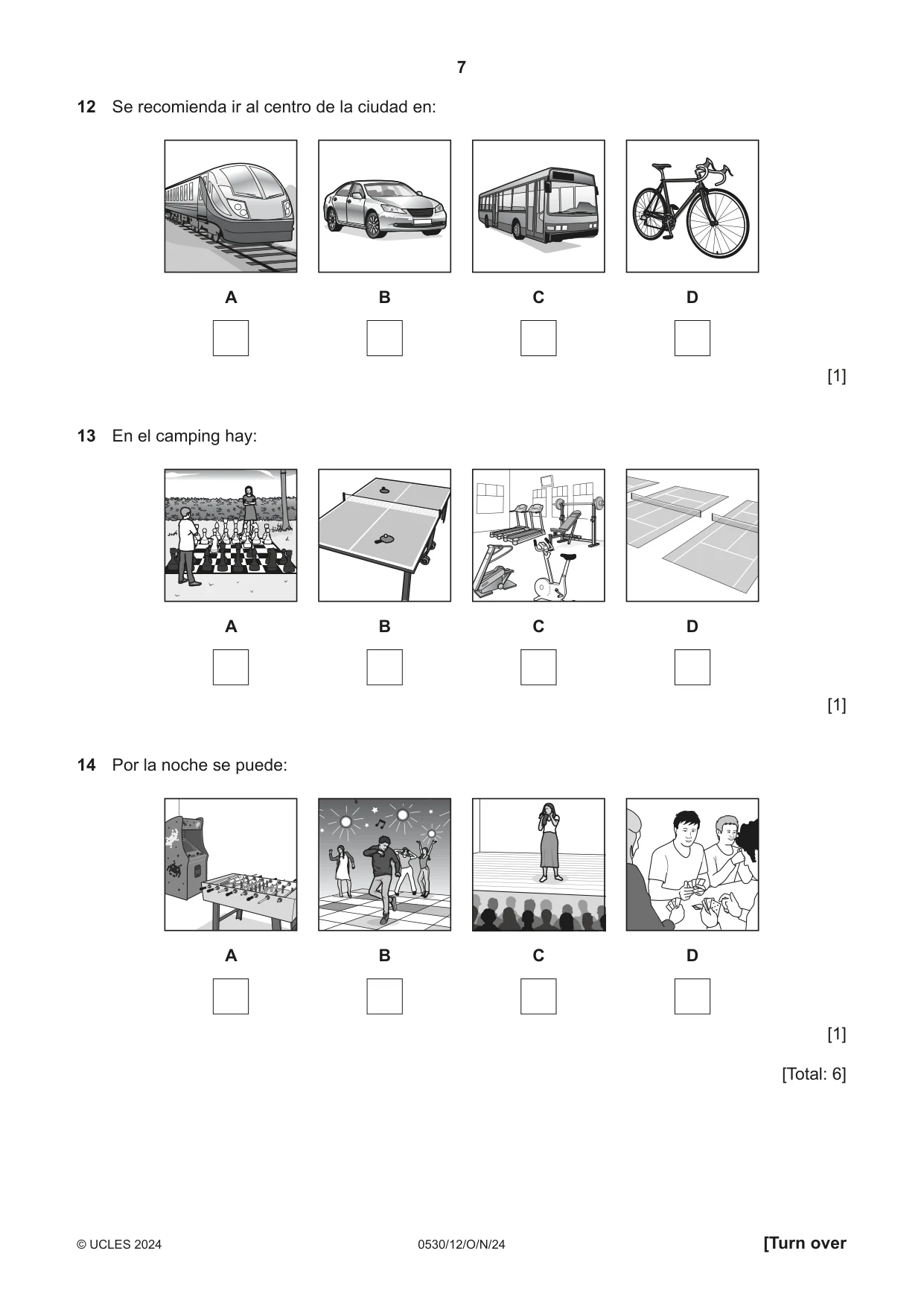 Cambridge IGCSE Spanish - Foreign Language 0530 2024 Oct/Nov Paper 1 · Variant 2 question paper, page 7 of 16